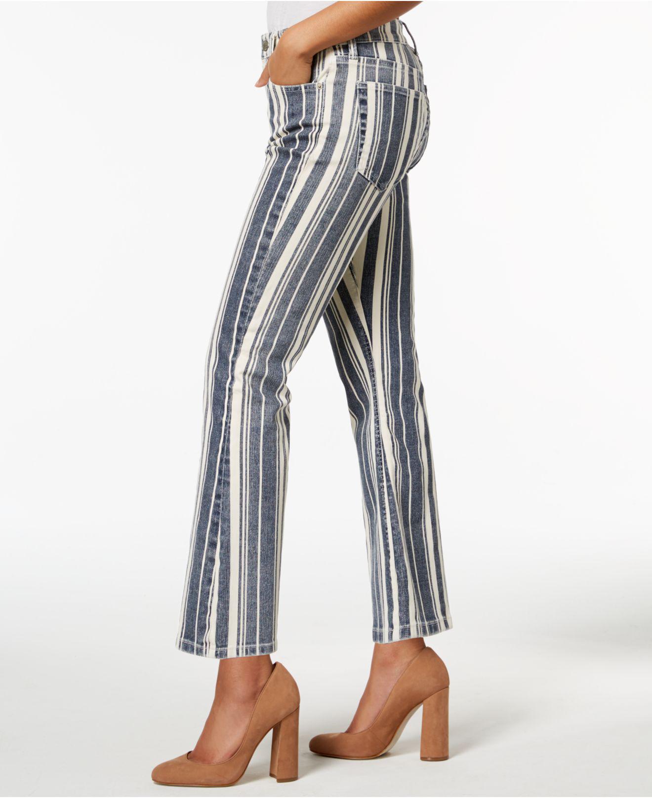 striped bootcut jeans