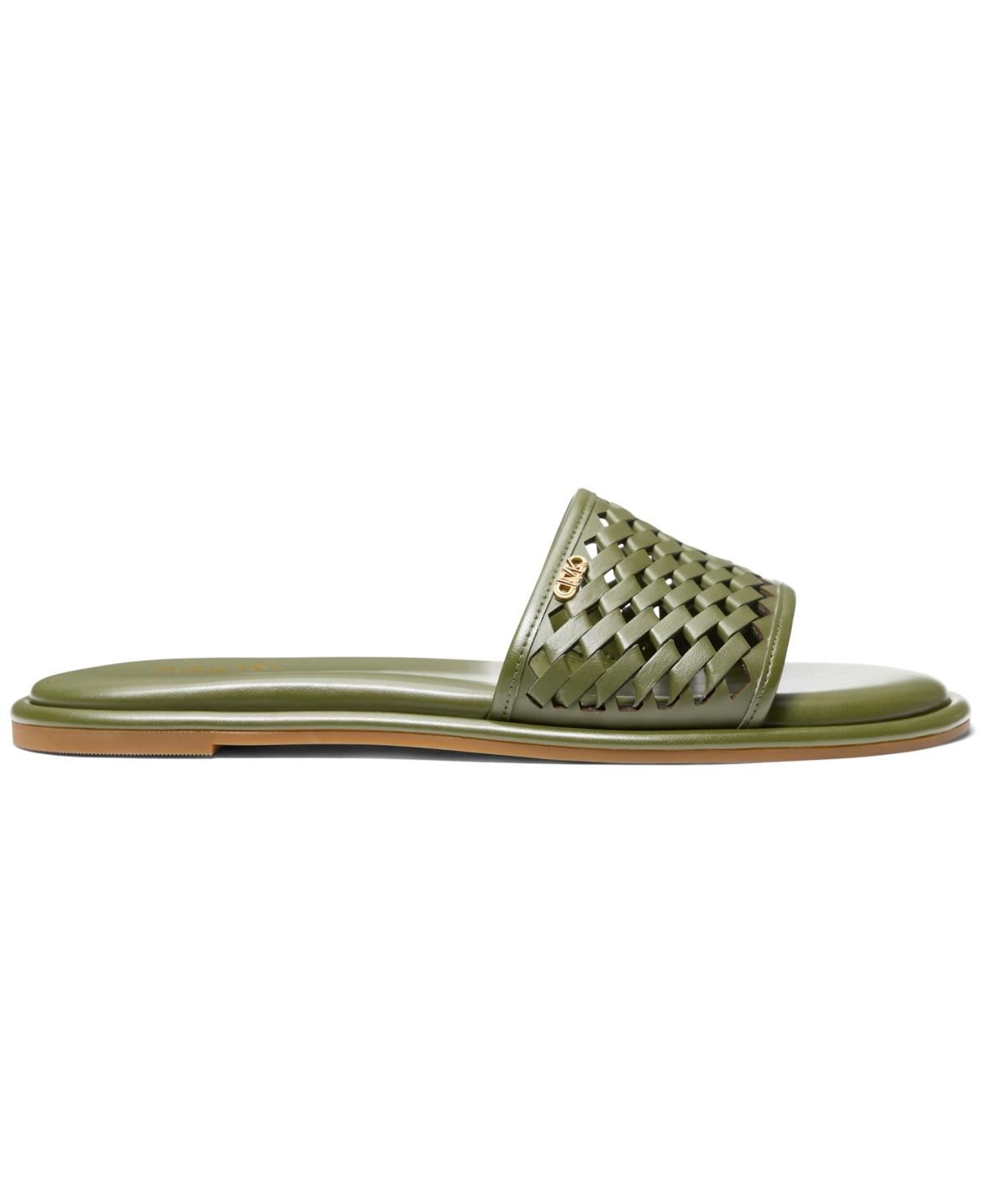 Michael Kors Michael Saylor Perforated Slide Sandals in Green Lyst