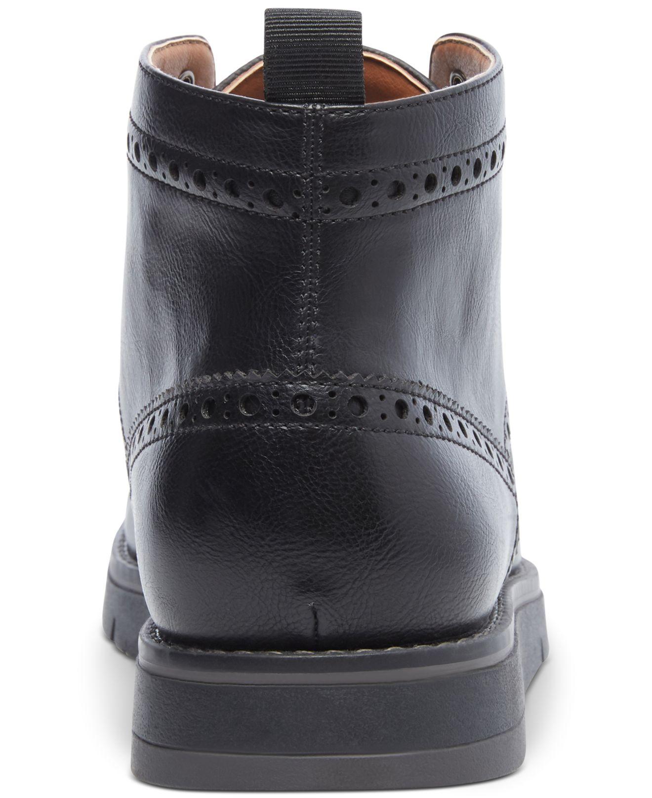 Steve Madden Leather Botine Wingtip Boots in Black for Men - Lyst