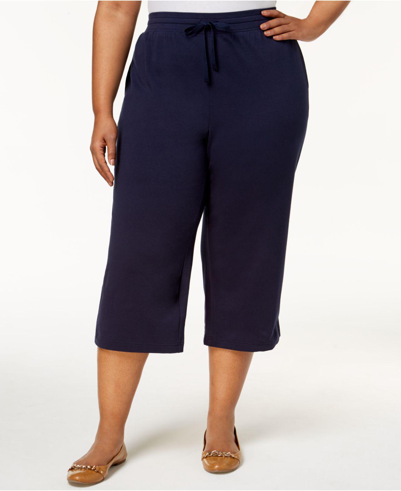Karen Scott Plus Size Knit Capri Pants, Created For Macy's in Blue