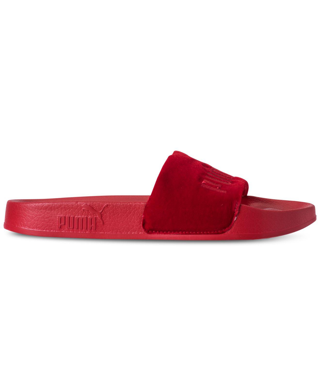 PUMA Leadcat Velvet Slide Sandals From Finish Line in Red | Lyst