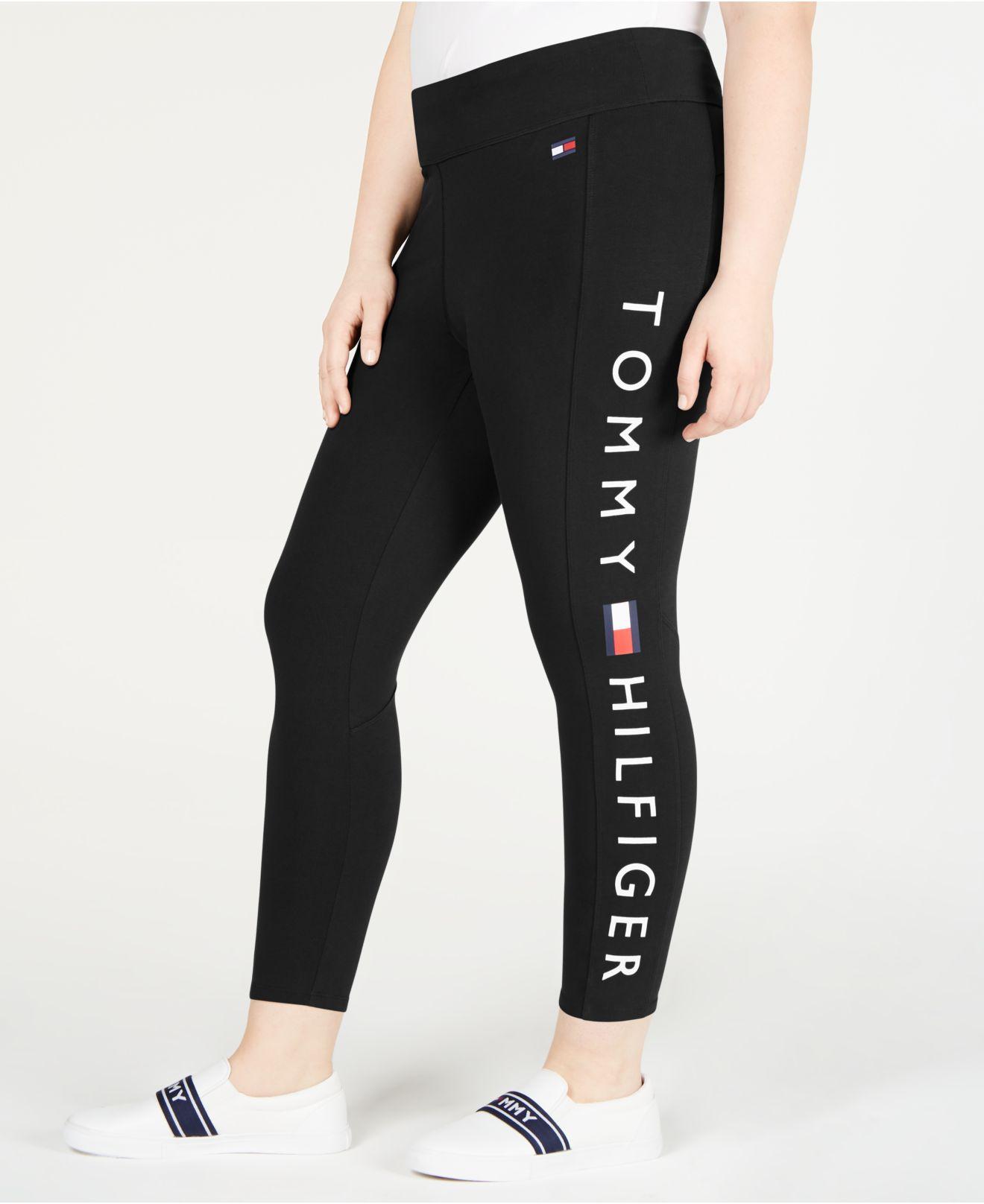 Tommy Hilfiger Cotton Sport Plus Size Logo Leggings in Black - Lyst