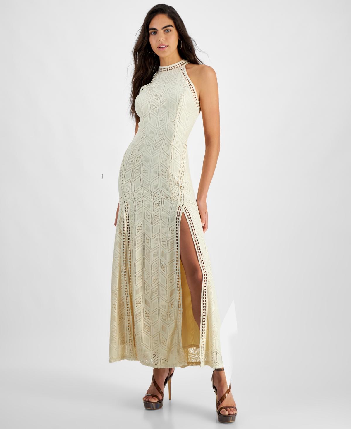 Lace halter maxi dress online
