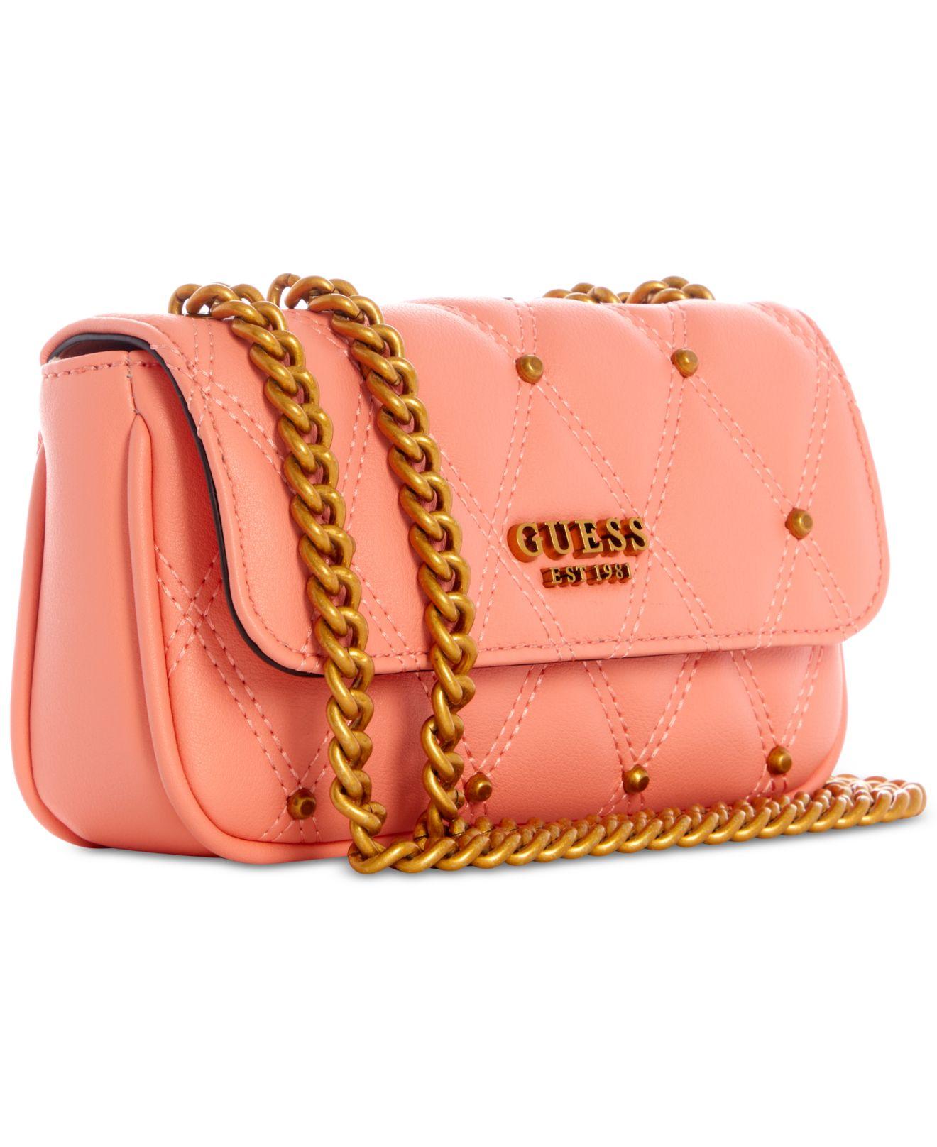Guess Triana Quilted Micro Mini Bag in Pink | Lyst