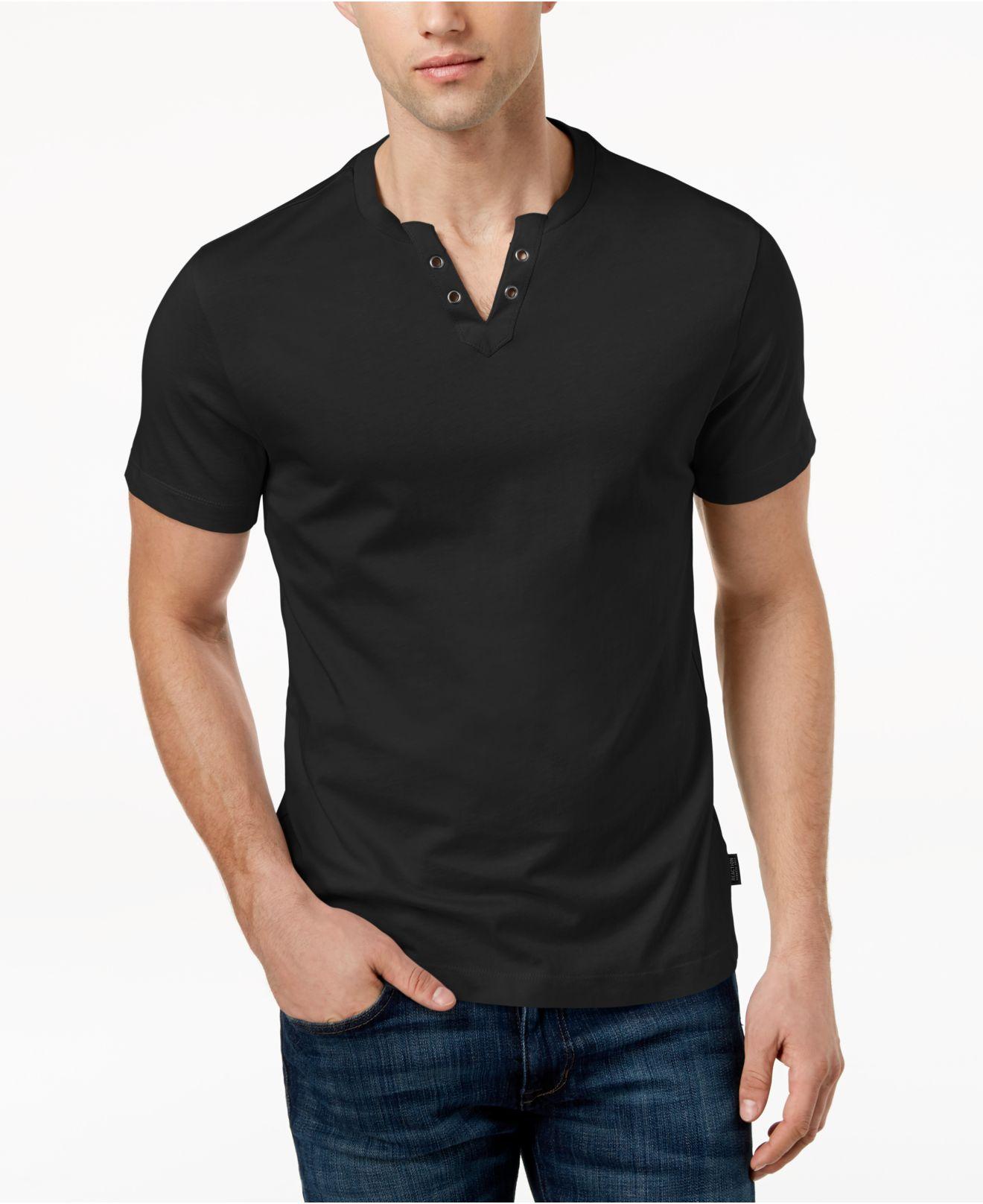 Kenneth Cole New York Mens V-neck Henley T-shirt in Black for Men | Lyst