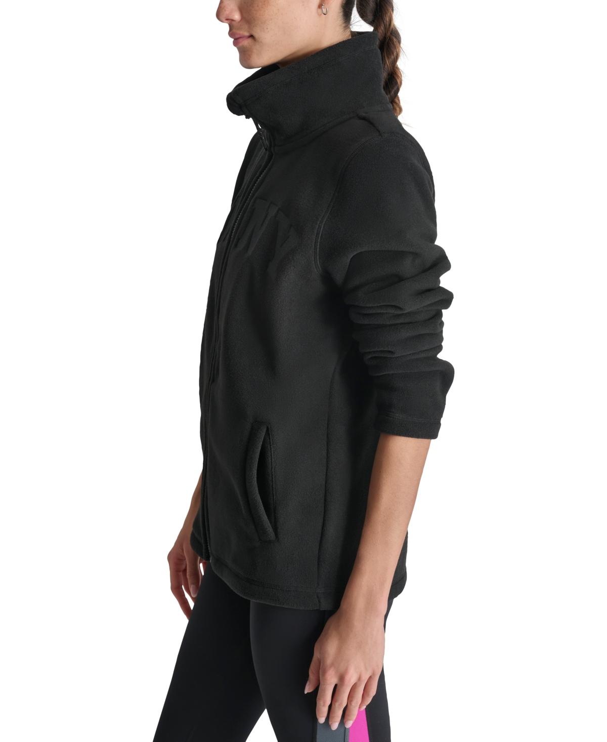 DKNY Sport Tech Fleece Logo Jacket in Black | Lyst
