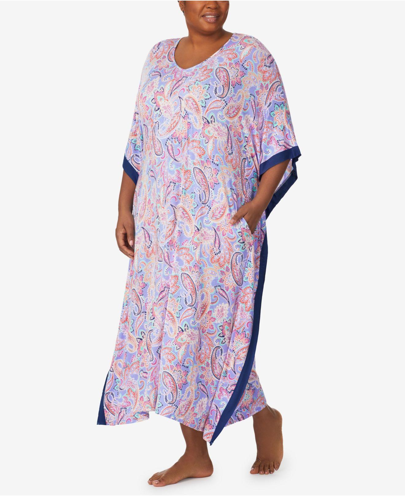 Ellen Tracy Plus Size Caftan Long Gown in Purple | Lyst