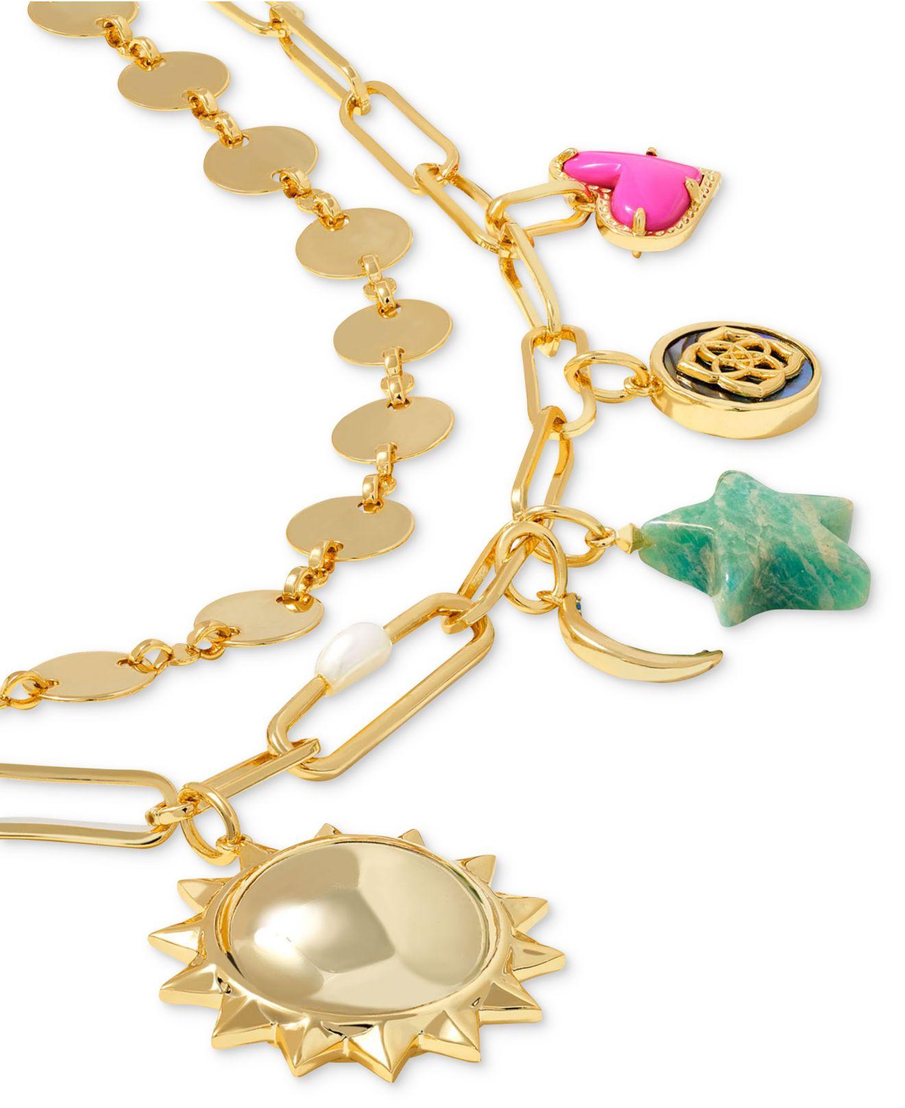 Kendra Scott 14k Gold plated Mixed Stone Convertible Layered Charm