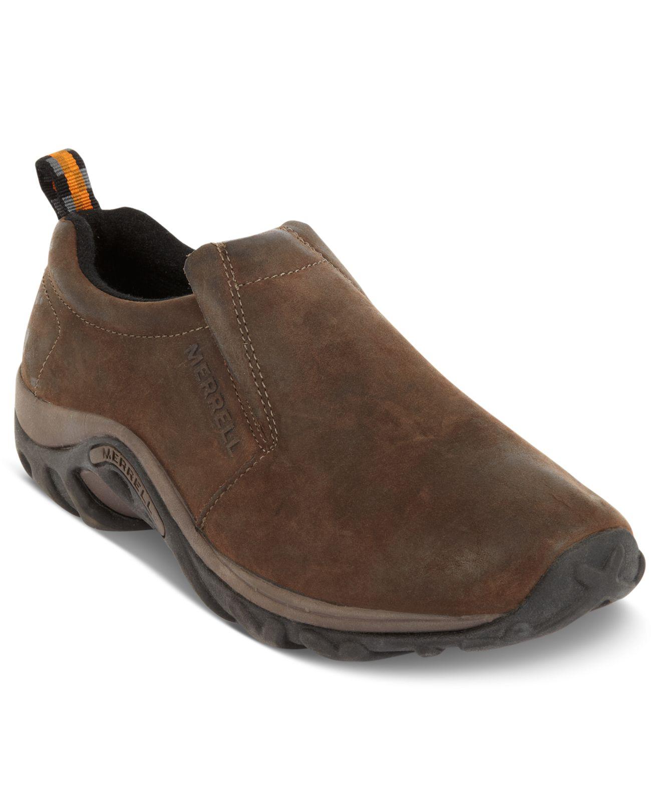 Merrell Jungle Nubuck Moc Toe Slip On Shoes in Dark Brown (Brown) for ...