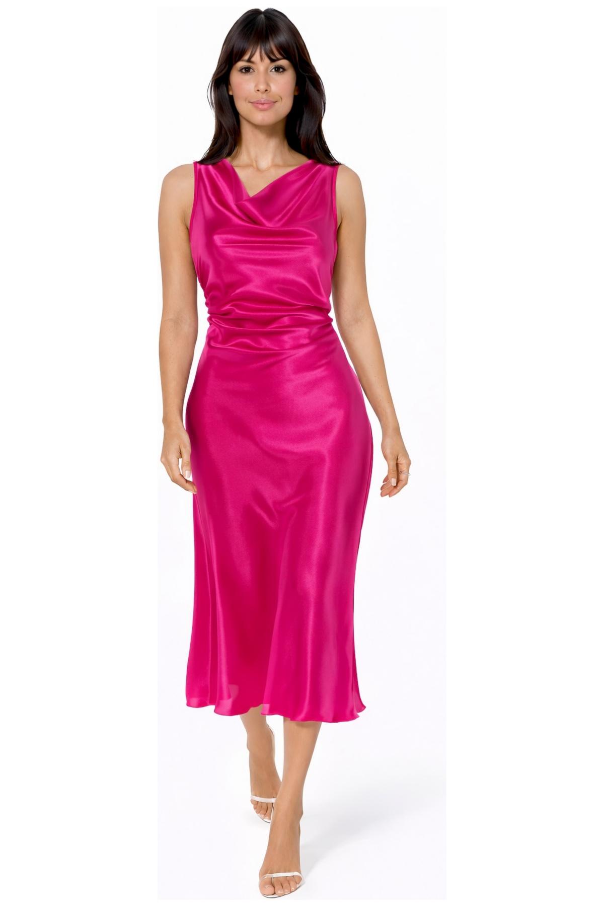 bebe pink satin dress Bebe Women's Bow Strap Satin Midi Dress