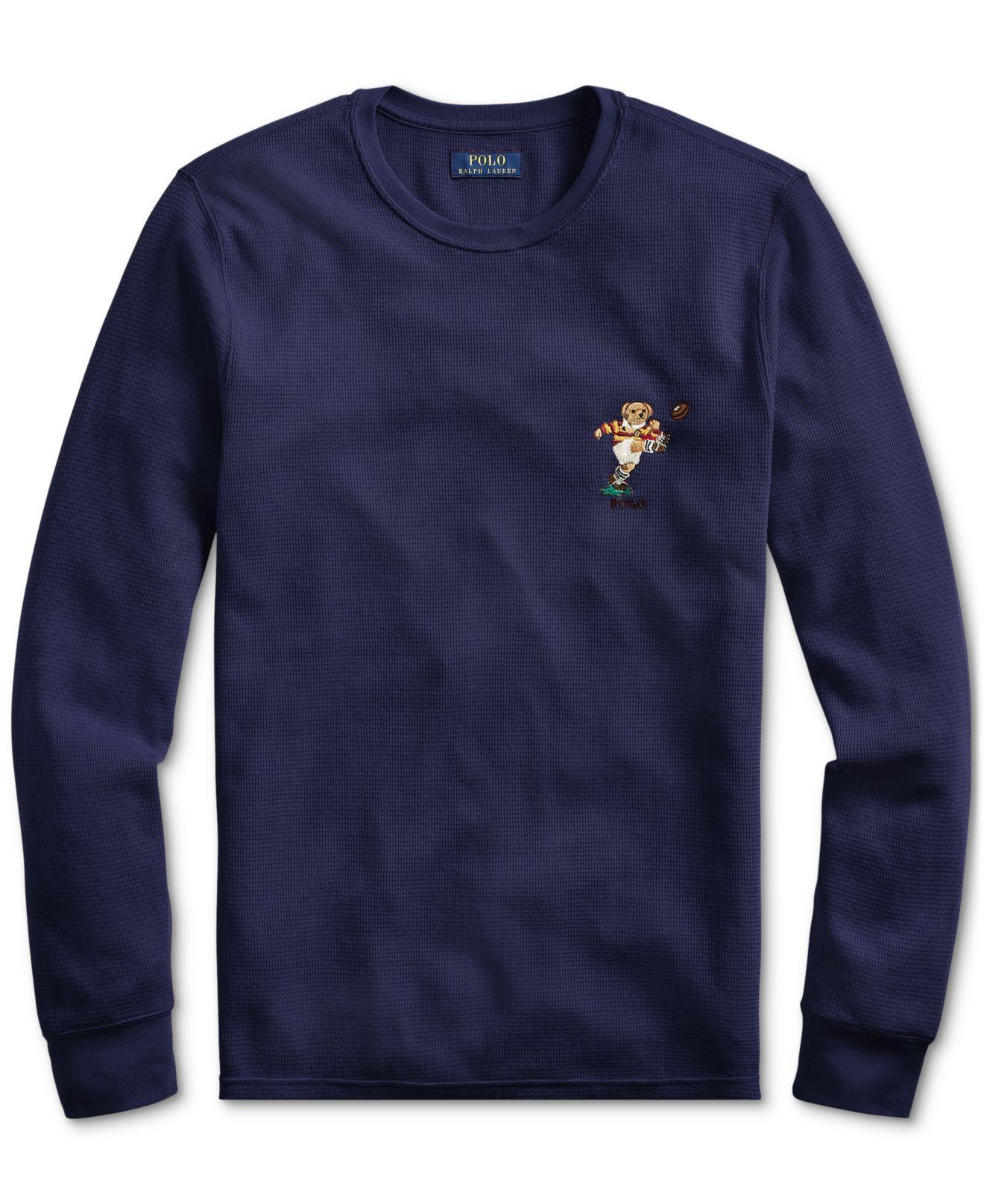 Polo Ralph Lauren Cotton Ski & Rugby Bear Waffle Pajama Shirt, Created For  Macy's in Blue for Men | Lyst