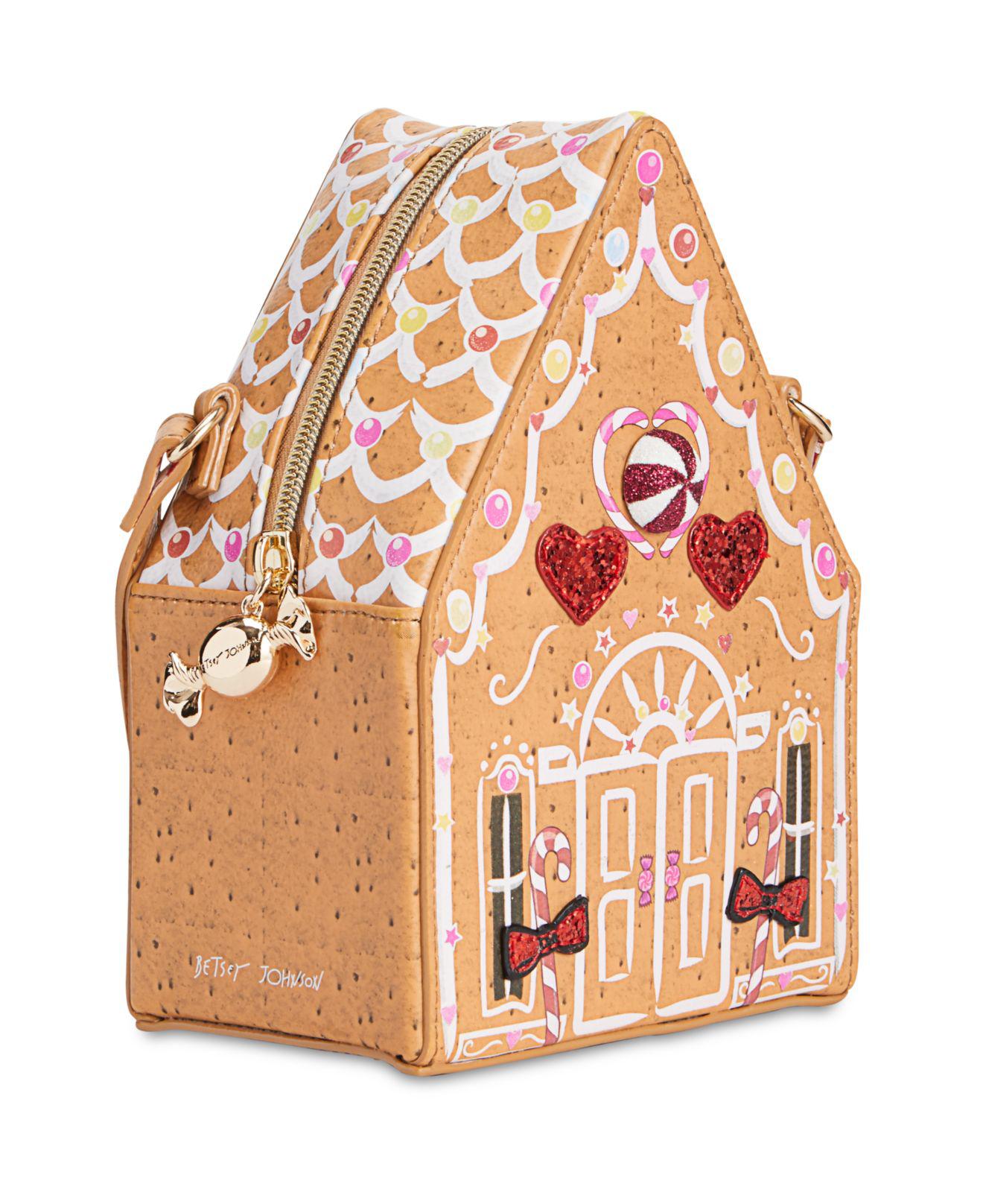 Betsey Johnson Gingerbread House Crossbody tan Cross Body