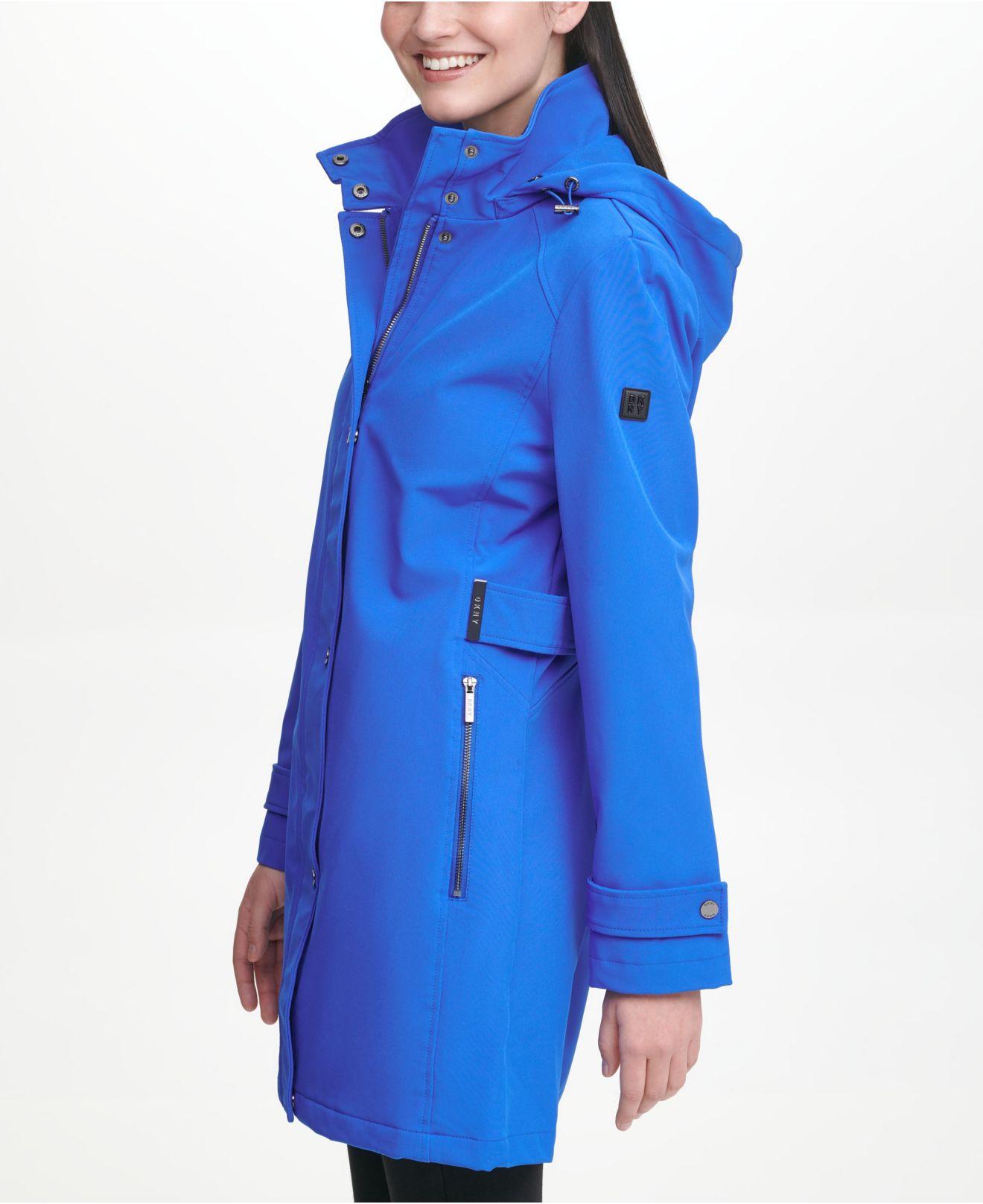DKNY Synthetic Side Tab Mesh Backed Softshell Rain Coat in Cobalt (Blue