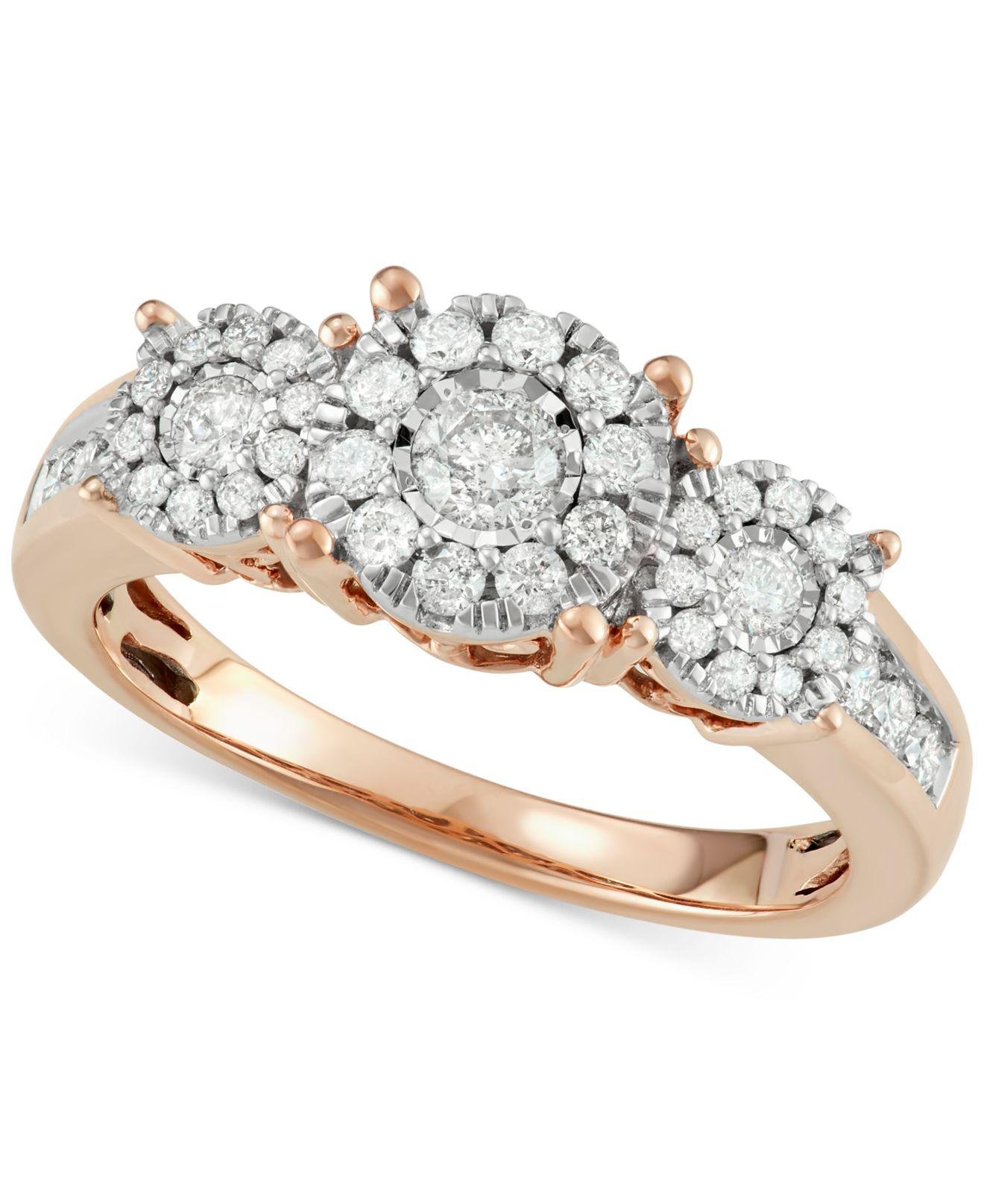 Macy's Diamond Three Stone Engagement Ring (3/4 Ct. T.w.) In 14k Gold, White Gold Or Rose Gold