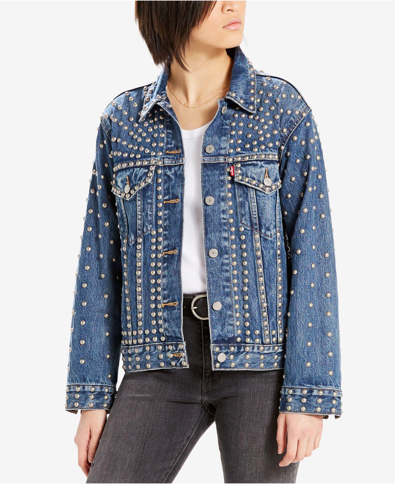 Levi's Cotton Ex-boyfriend Studded Trucker Jacket in Blue | Lyst