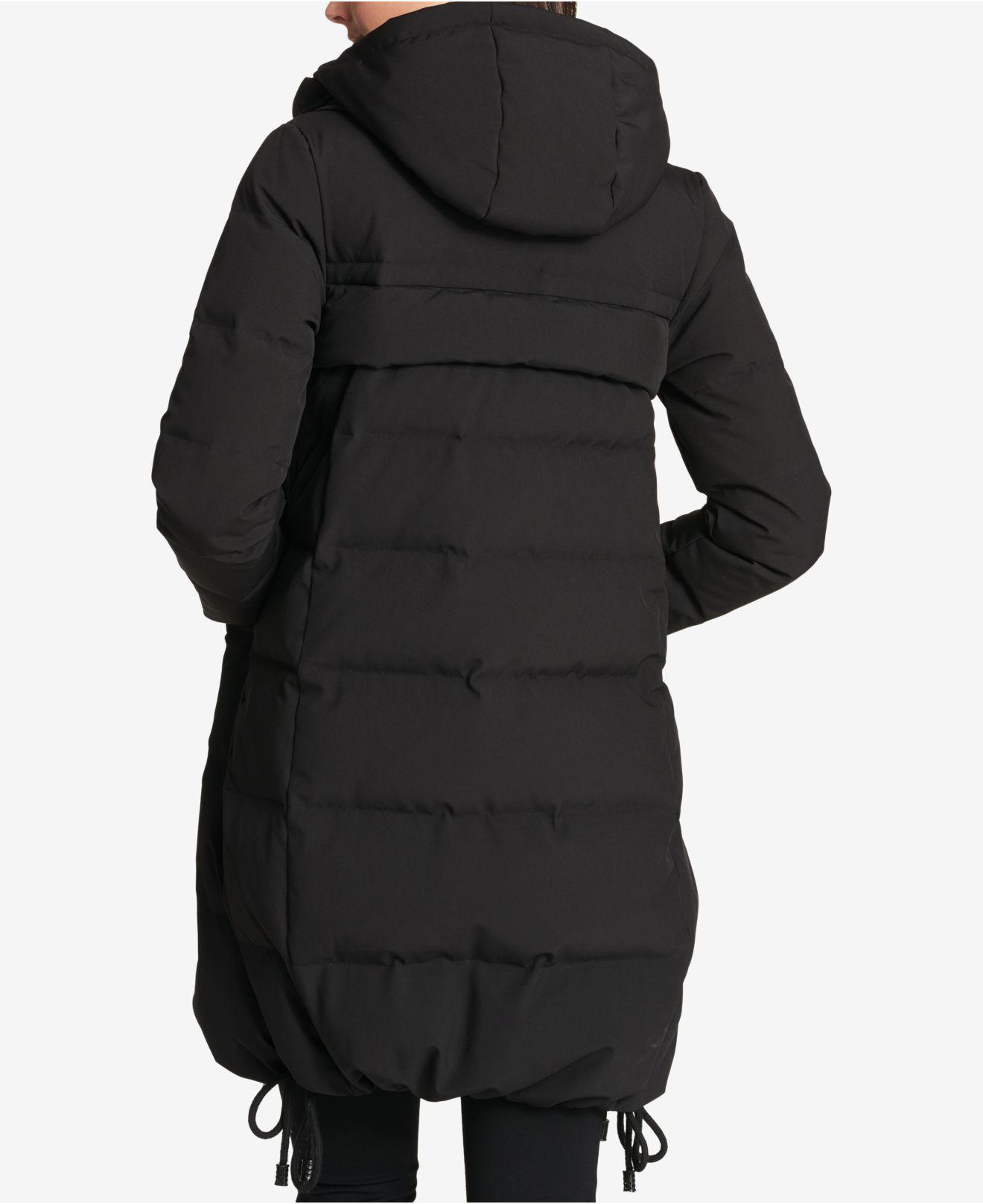 DKNY Synthetic Cinch-hem Down Puffer Coat in Black - Lyst