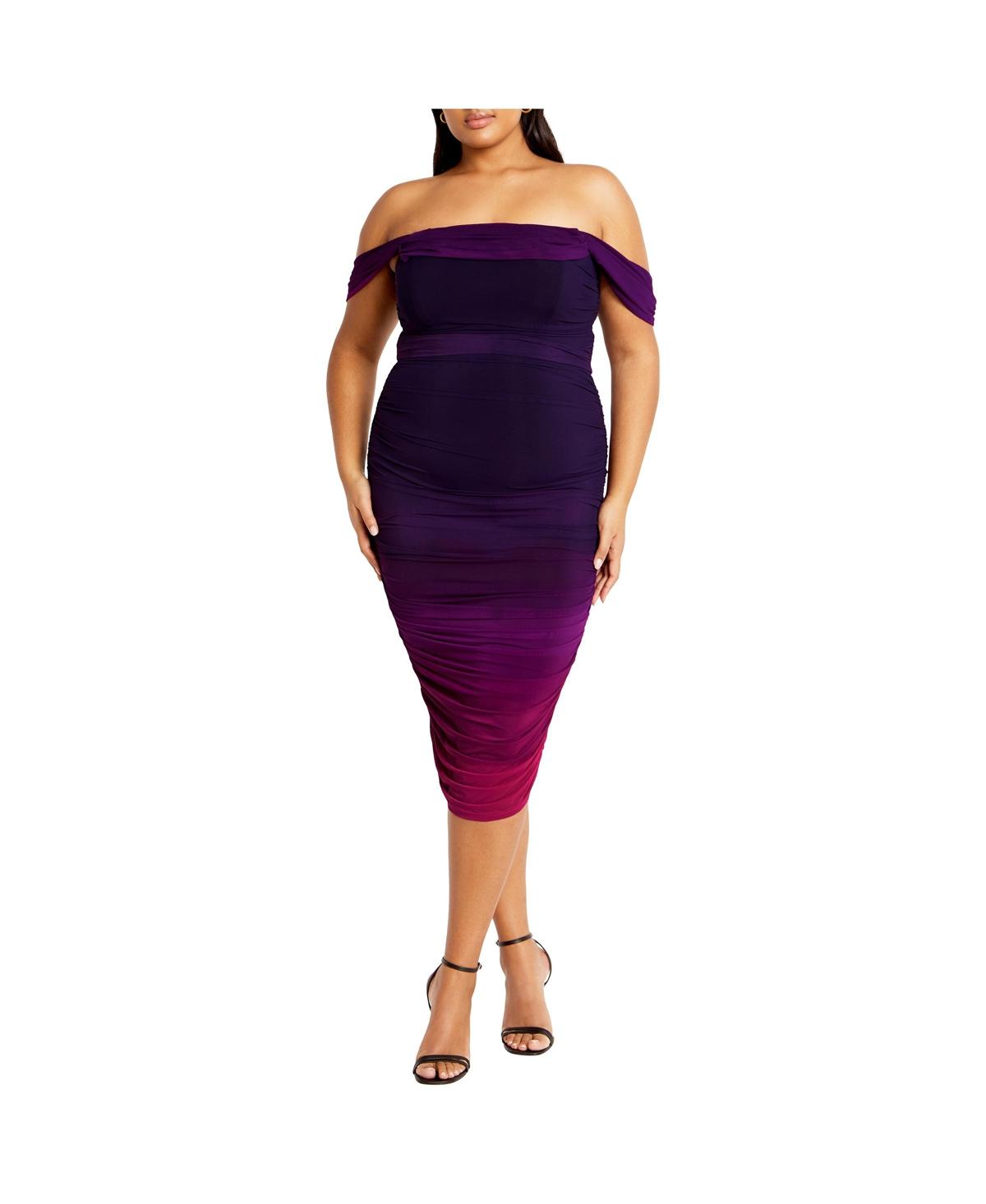 City Chic Plus Size Alyssa Print Maxi Dress in Purple Lyst
