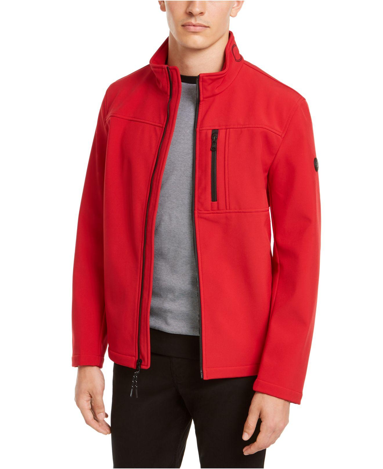 Calvin Klein Synthetic Soft Shell Open Bottom Jacket in Deep Red (Red