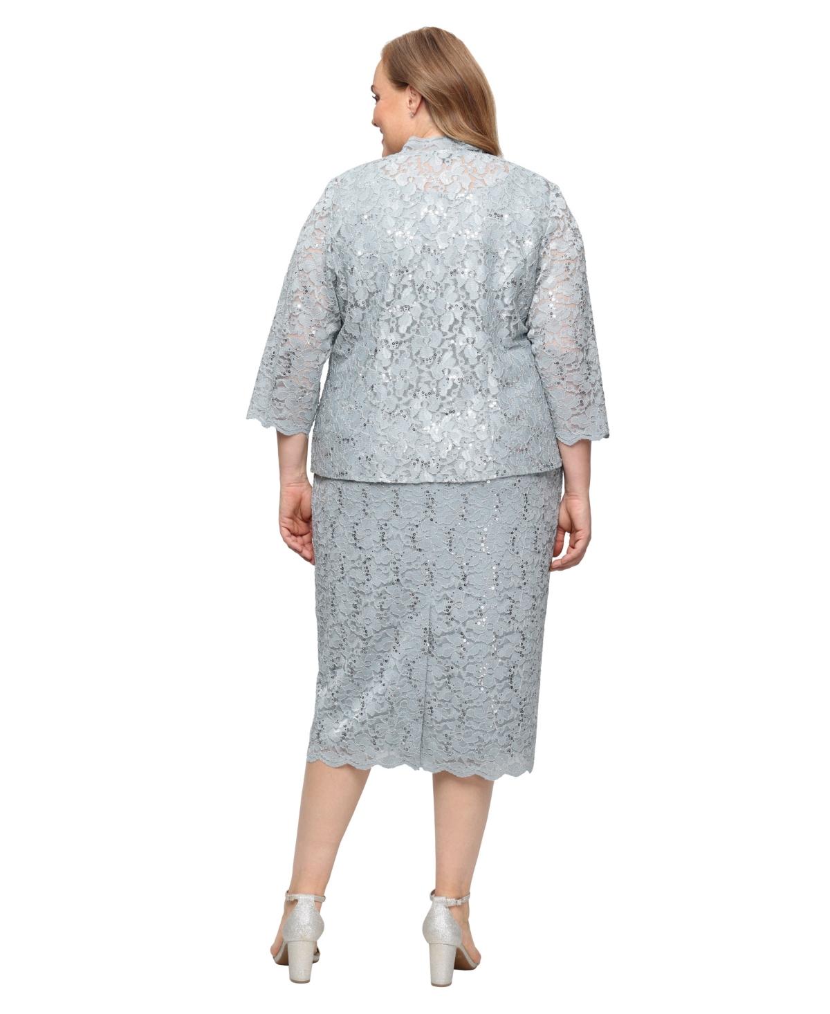 Sl Fashions Plus Size 2-pc. Lace Jacket & Sheath Dress Set in Blue | Lyst
