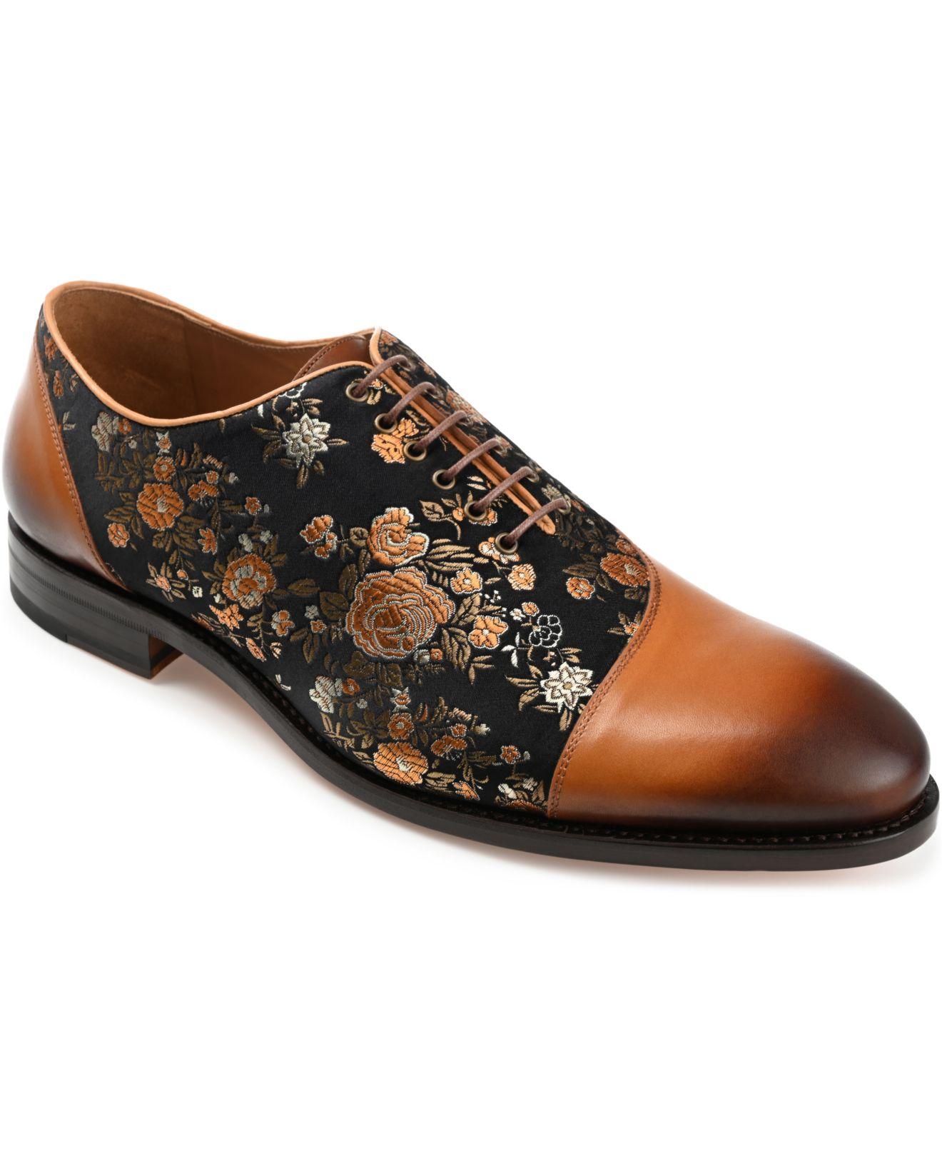 Taft Paris Handcrafted Leather And Jacquard Dress Shoes in Brown for