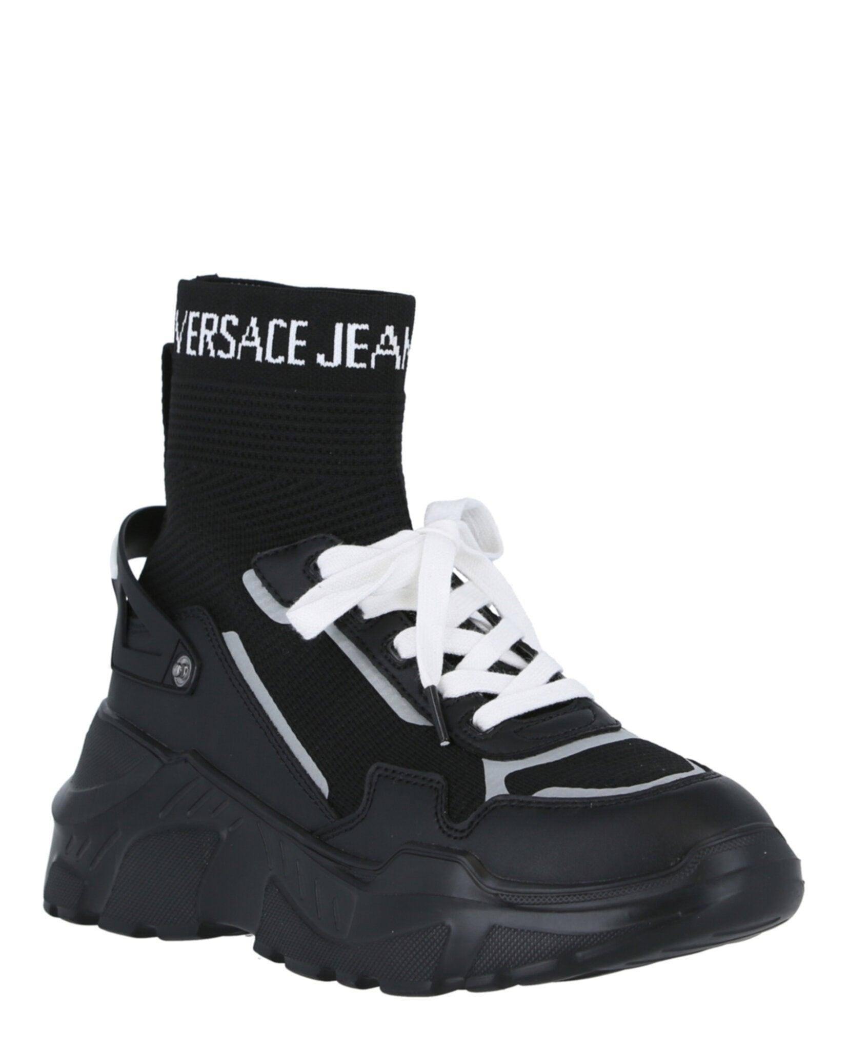 Versace Jeans Couture Leather Mens High-top Sock Sneakers in Nero (Black)  for Men | Lyst