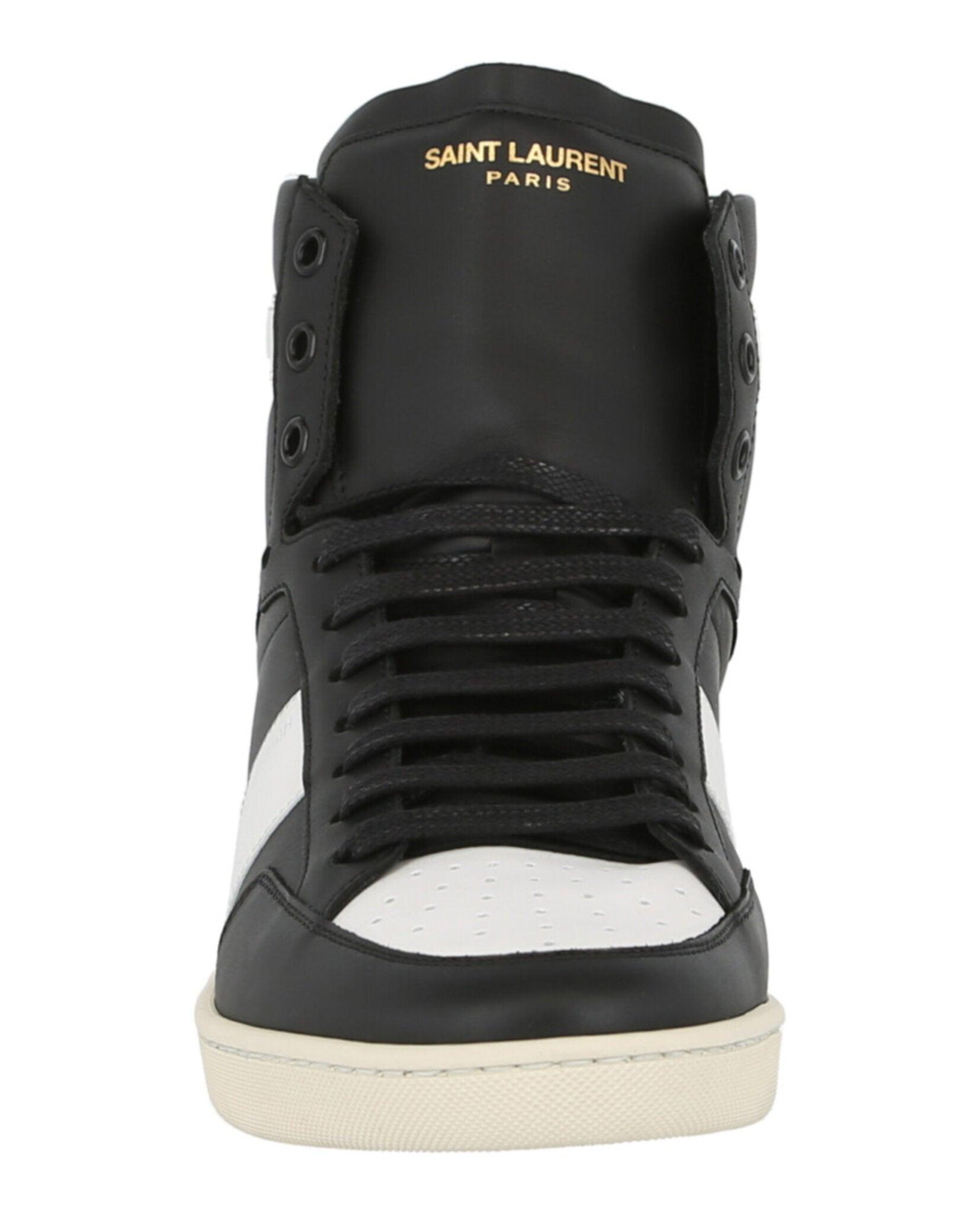 Saint Laurent Sl/10h Leather Sneakers in Black White (Black) for 
