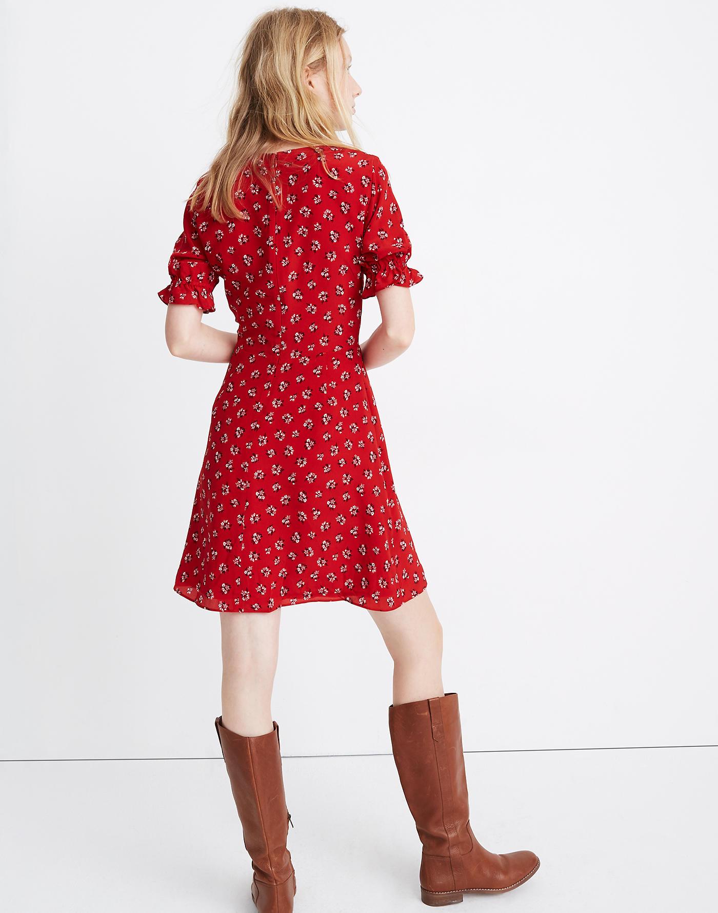 madewell ruffle sleeve dress