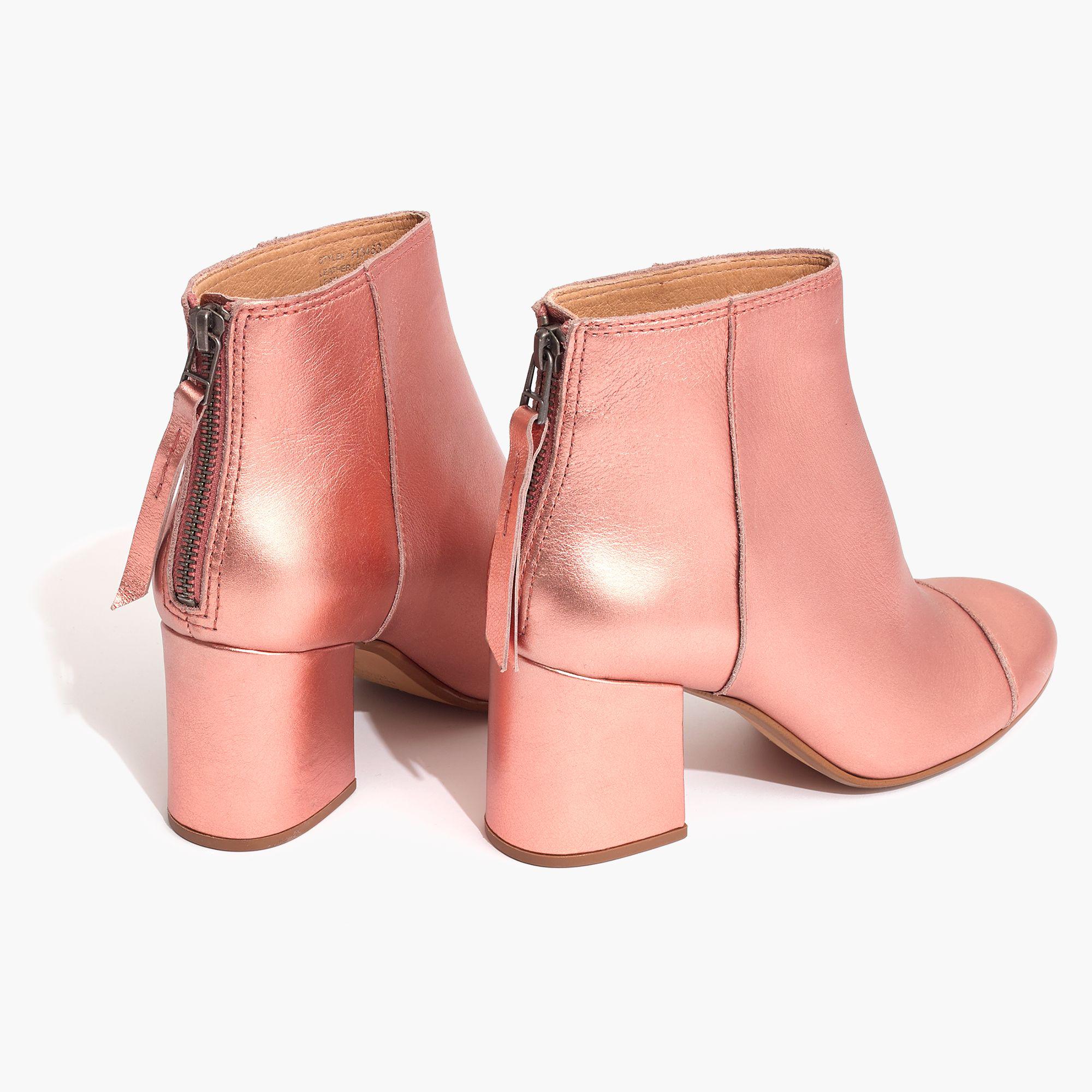 pink metallic booties