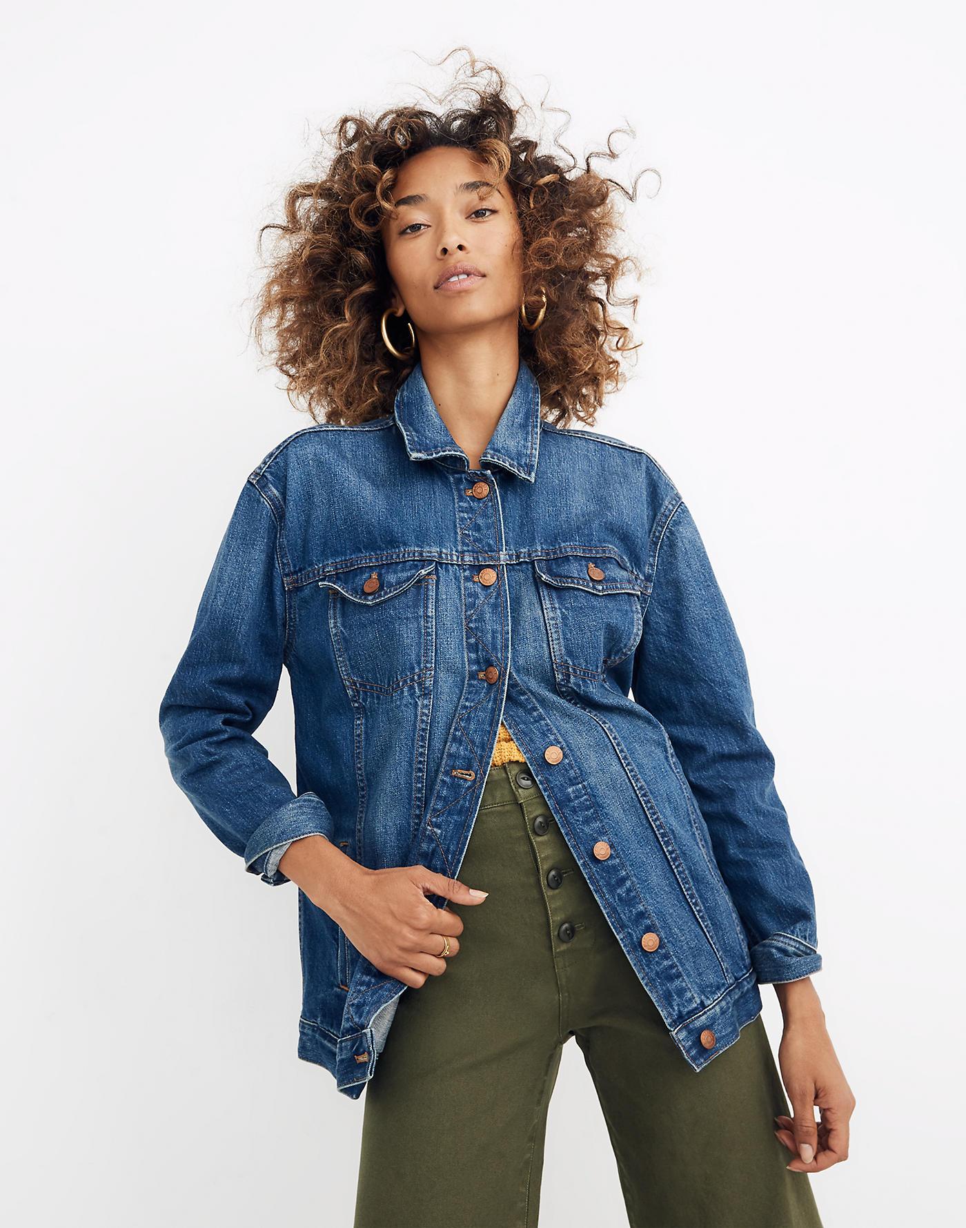 Madewell Denim The Petite Oversized Jean Jacket In Wortham Wash in Blue ...
