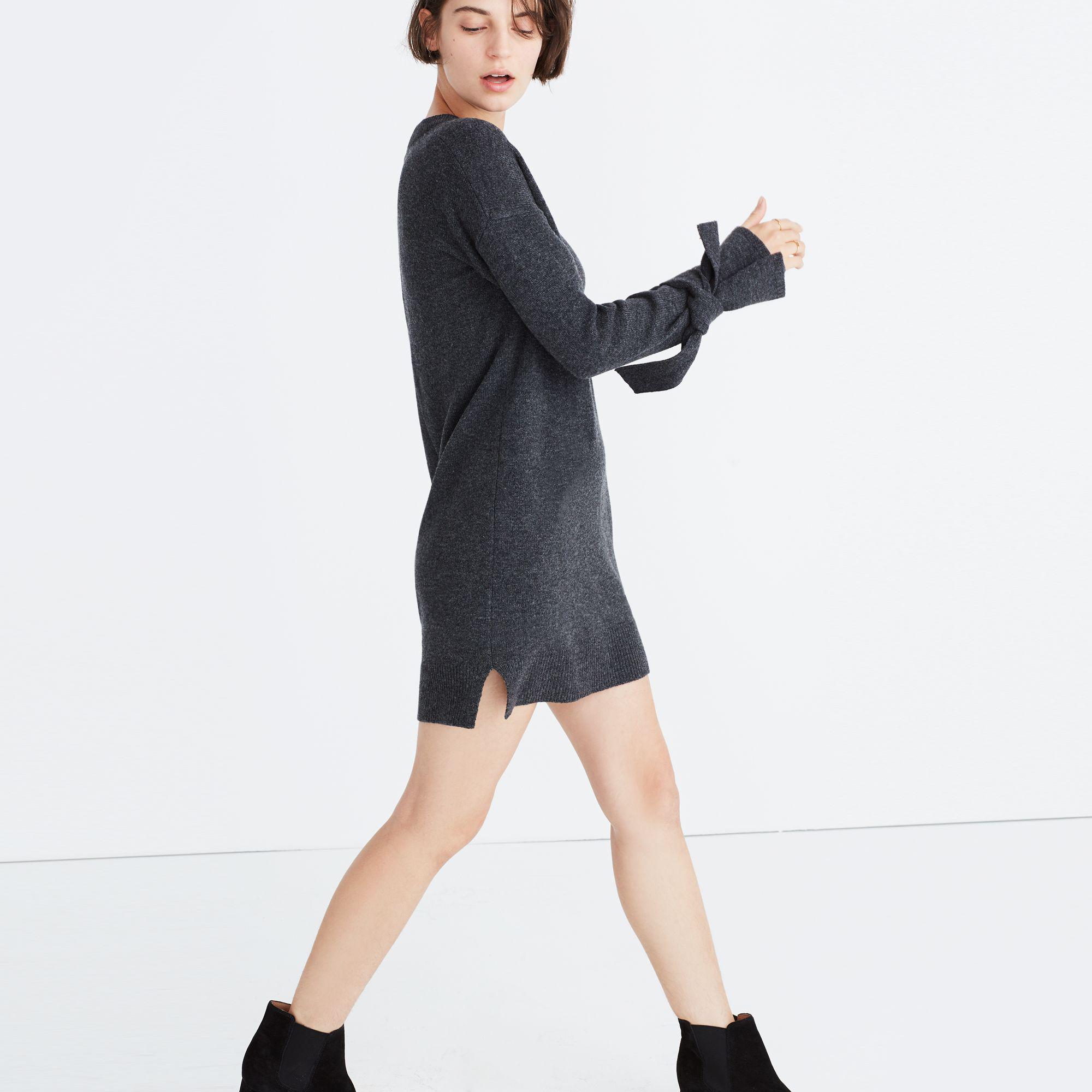 madewell tie cuff sweater dress