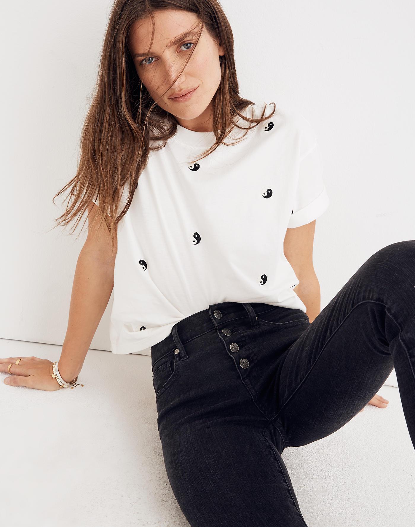 button through jeans