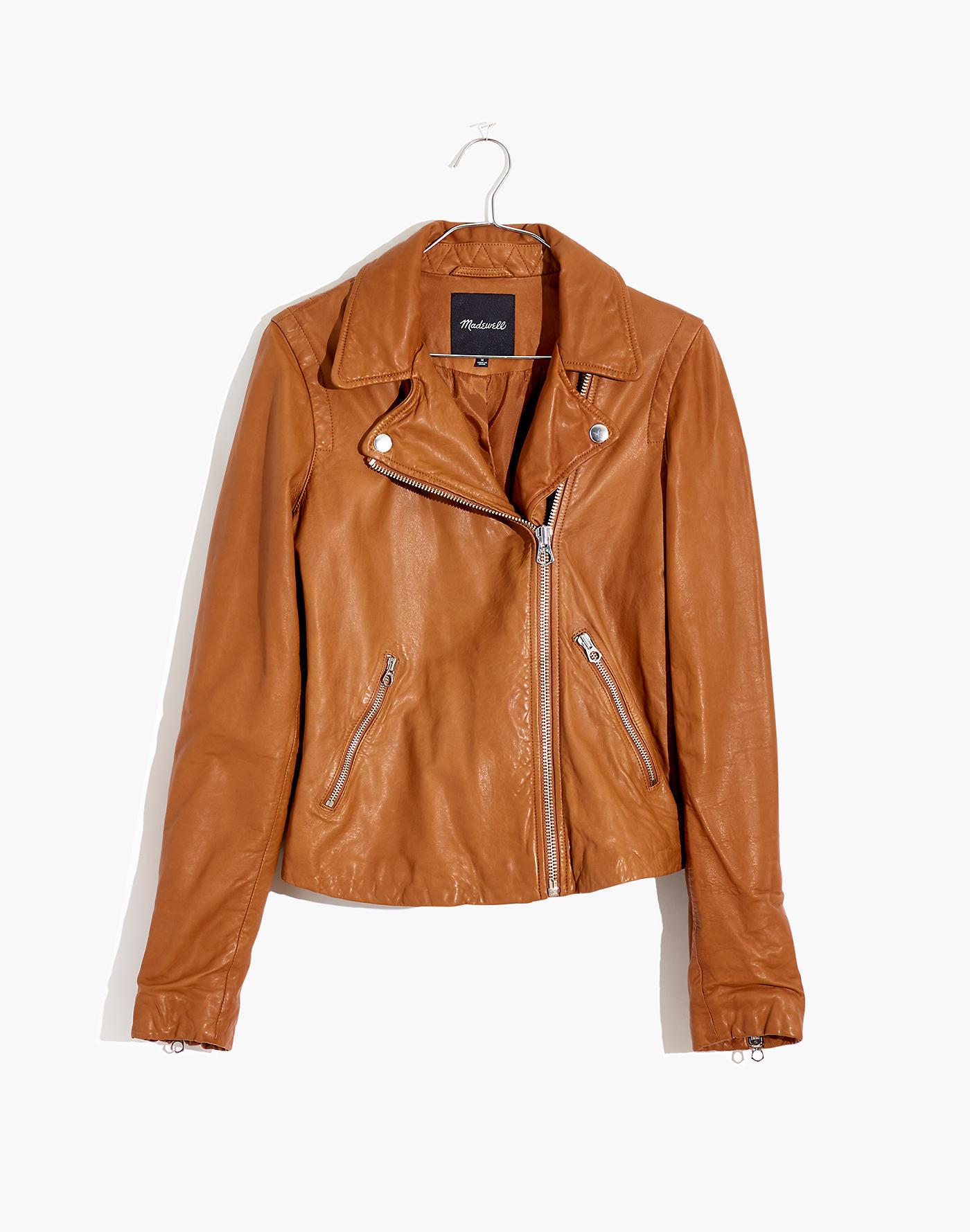 madewell washed leather trucker jacket