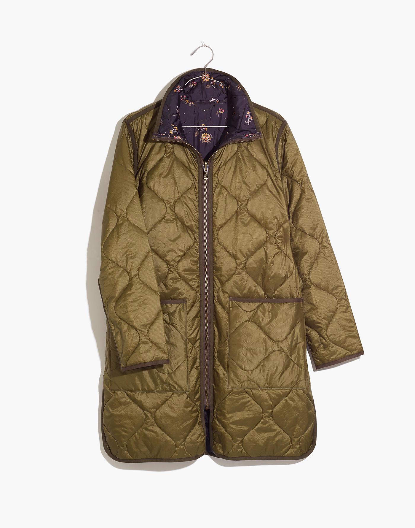 Madewell Synthetic Reversible Quilted Liner Jacket In Forest Floral in