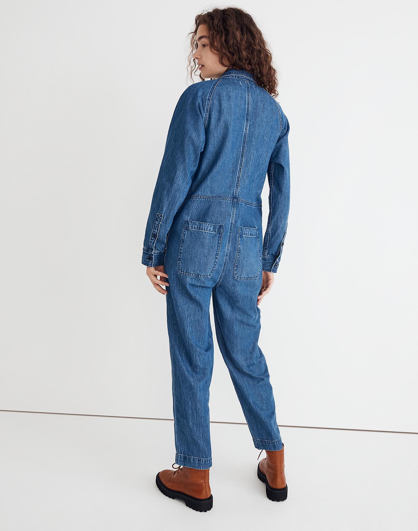 MW Garment-dyed Denim Crop Coverall Jumpsuit in Blue | Lyst