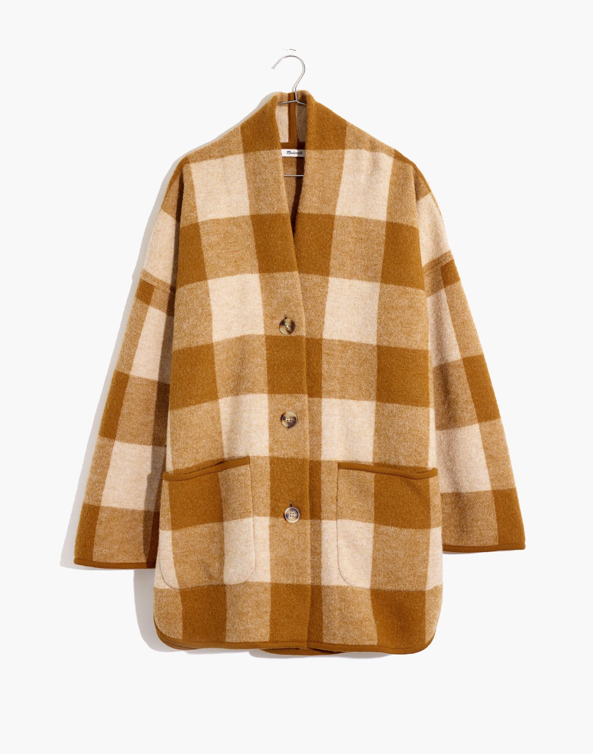 Buffalo check sweater coat sale