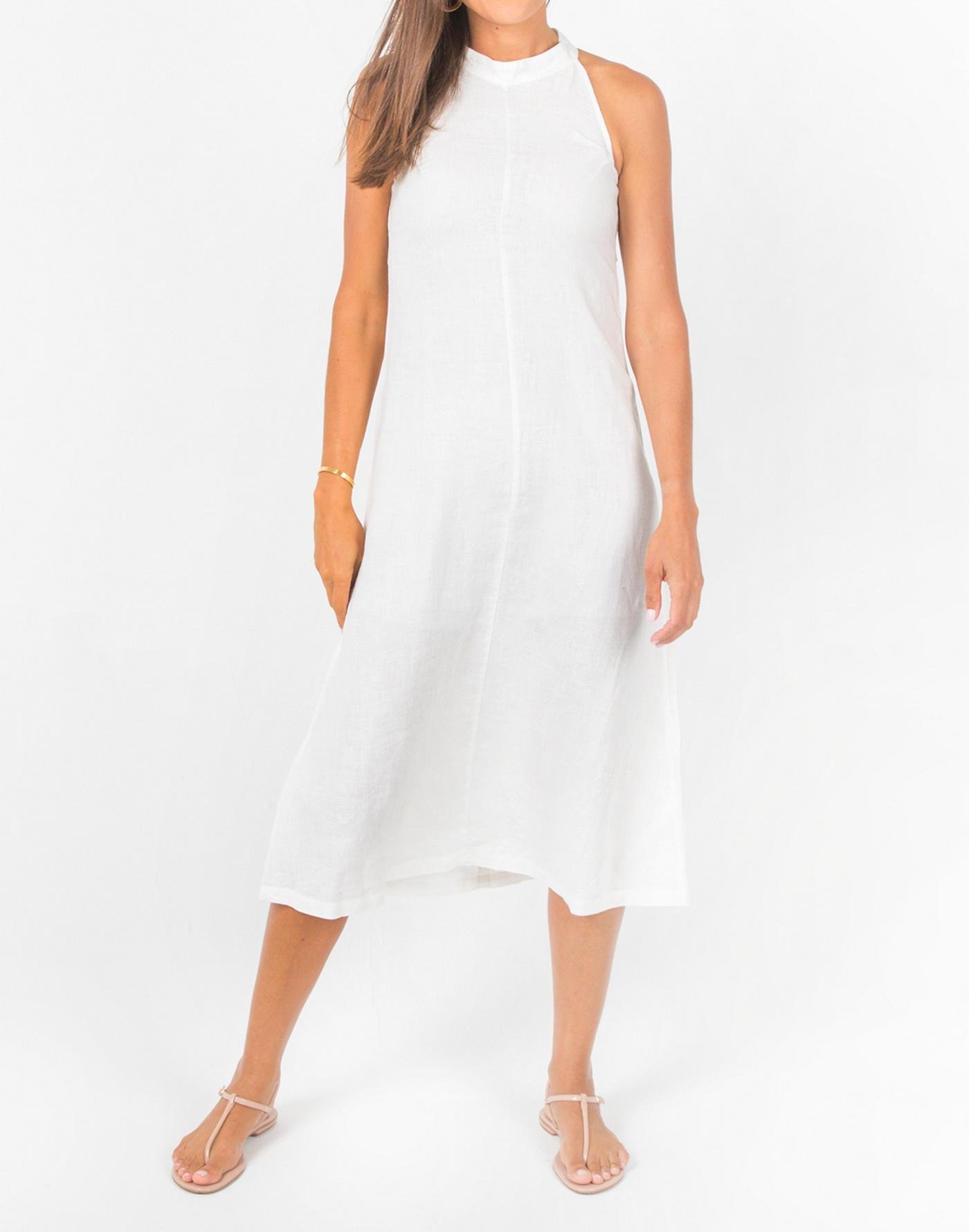 Madewell Lanhtropy Linen Olivia Halter Midi Dress in White Lyst