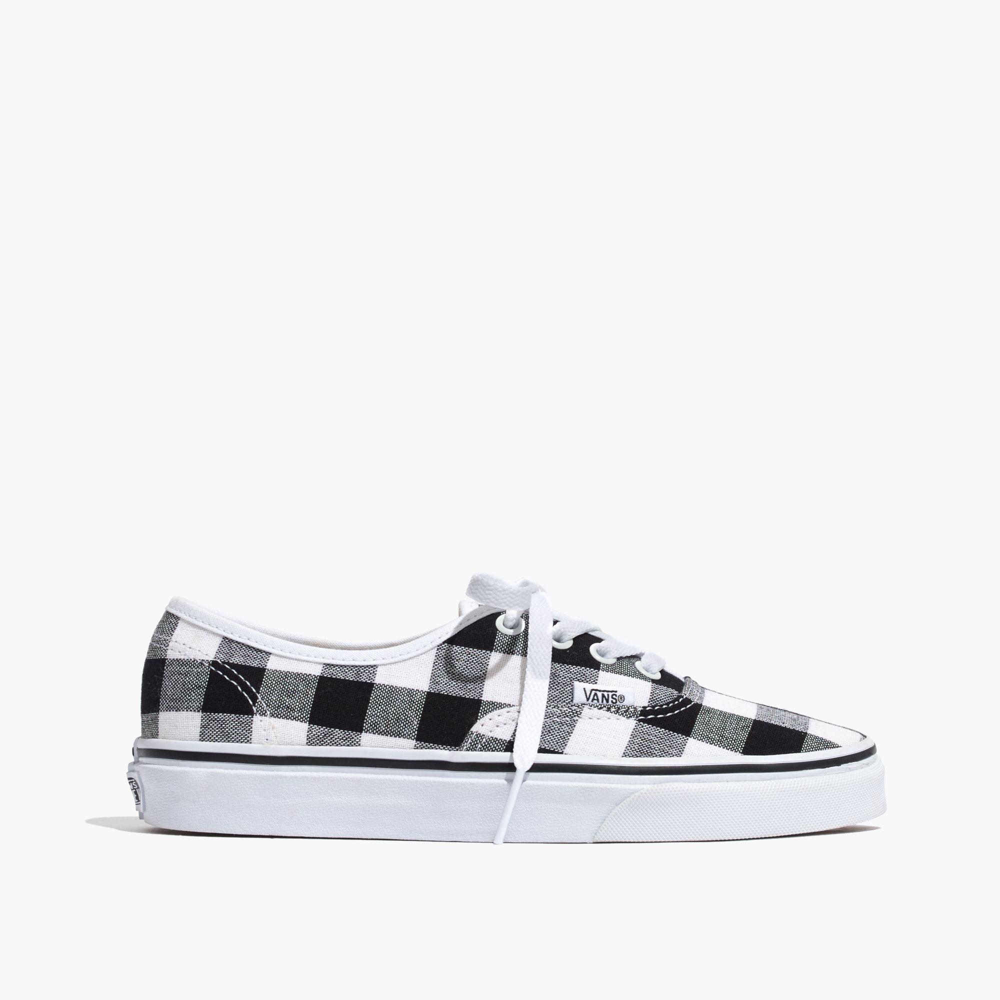 black and white plaid vans