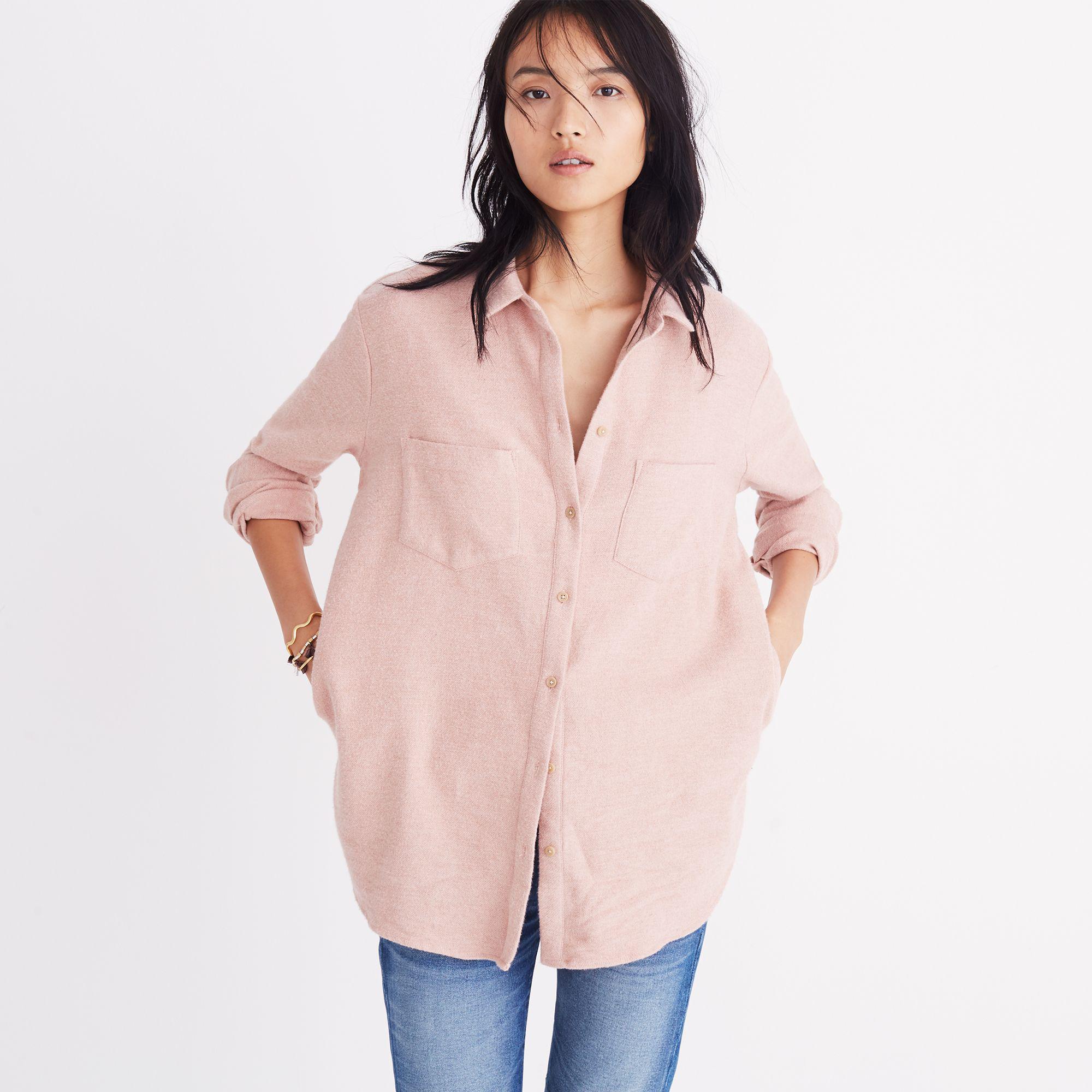 Madewell Flannel Sunday Shirt (regular & Petite) in Pink | Lyst