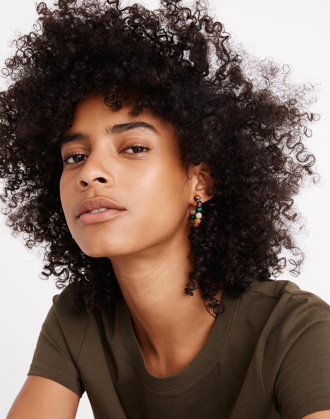 Download Madewell Semiprecious Stone Beaded Hoop Earrings in Vintage Gold (Metallic) - Lyst