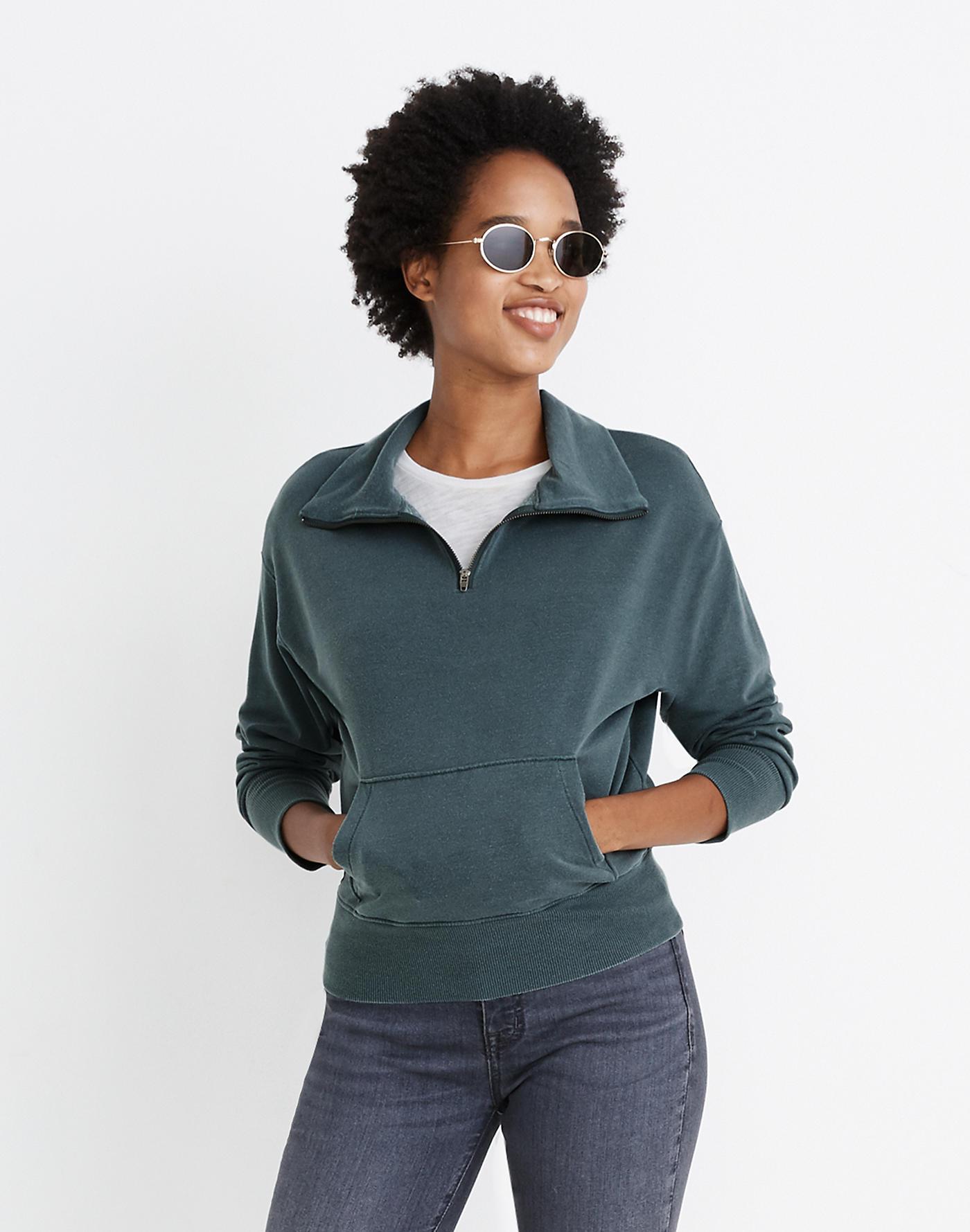 Madewell Fleece Rivet & Thread Popover Zip Sweatshirt Lyst