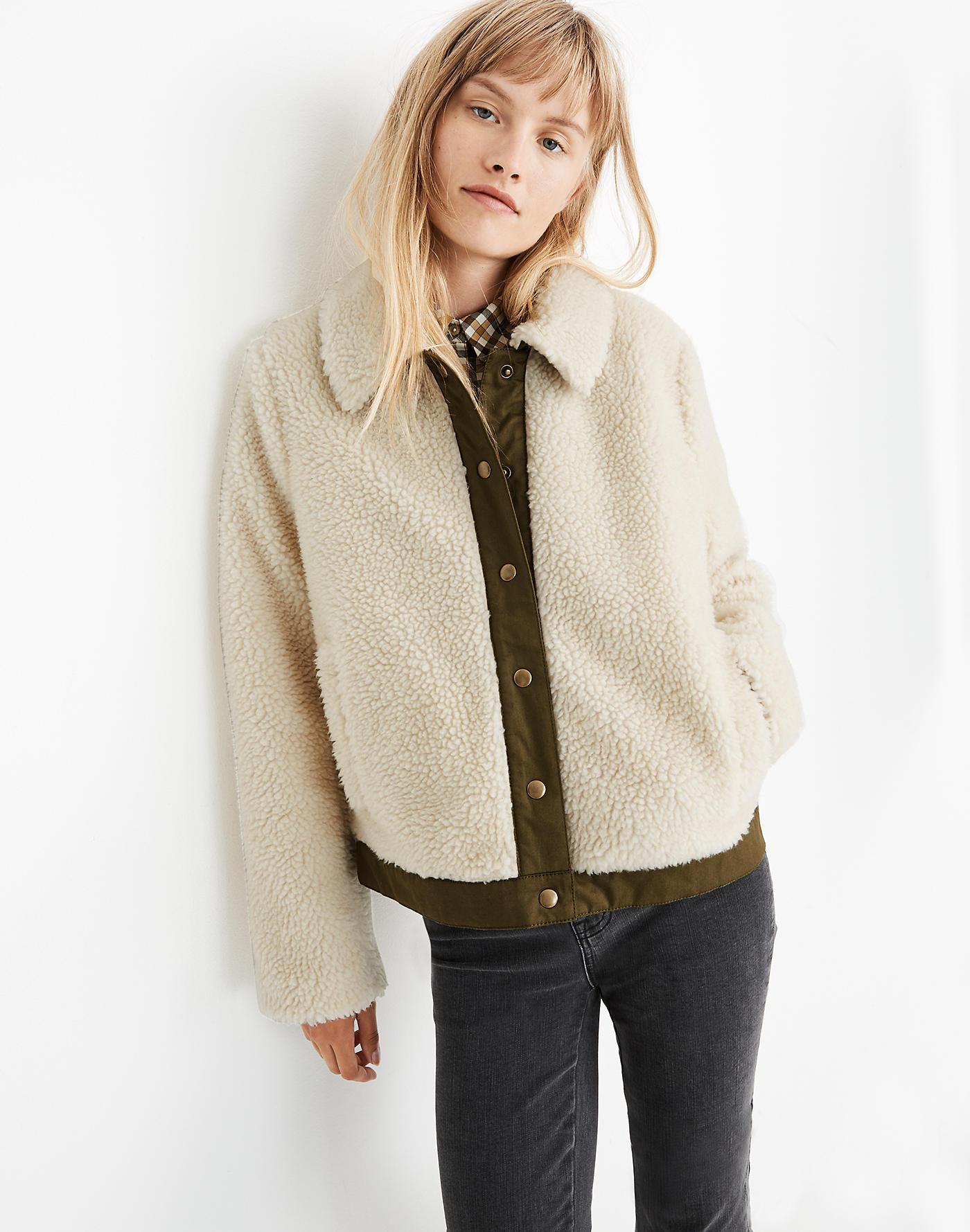 Madewell Sherpa Portland Jacket in Natural - Lyst