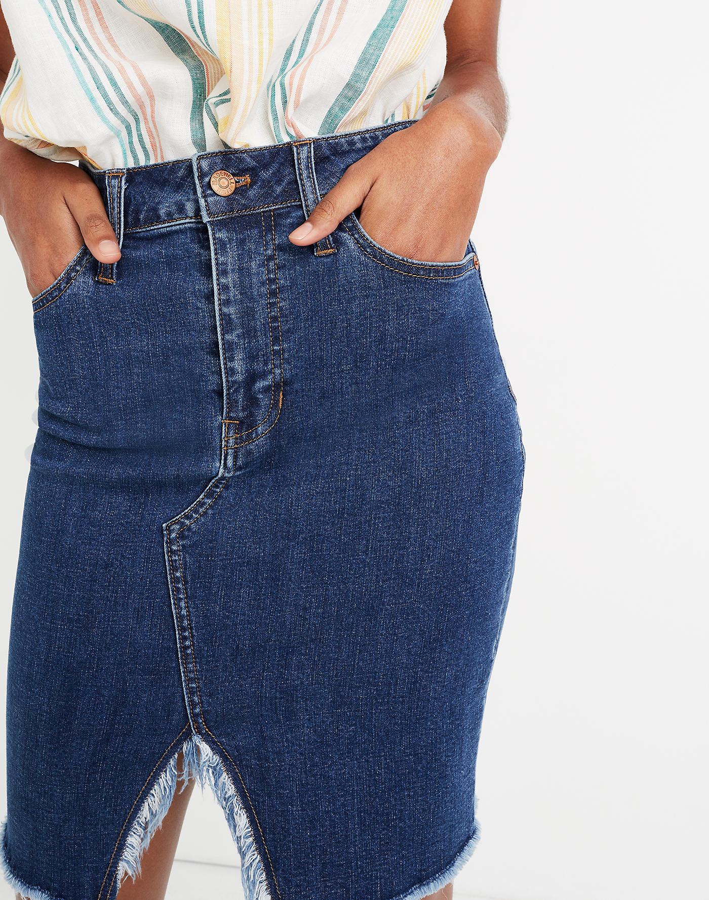 Madewell Stretch Denim Pegged Skirt In Bellhaven Wash Cutout Edition
