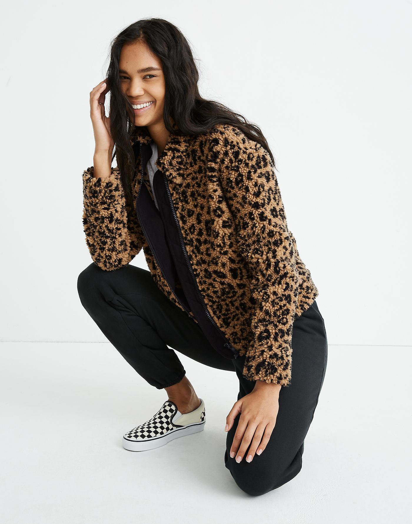 sherpa leopard jacket