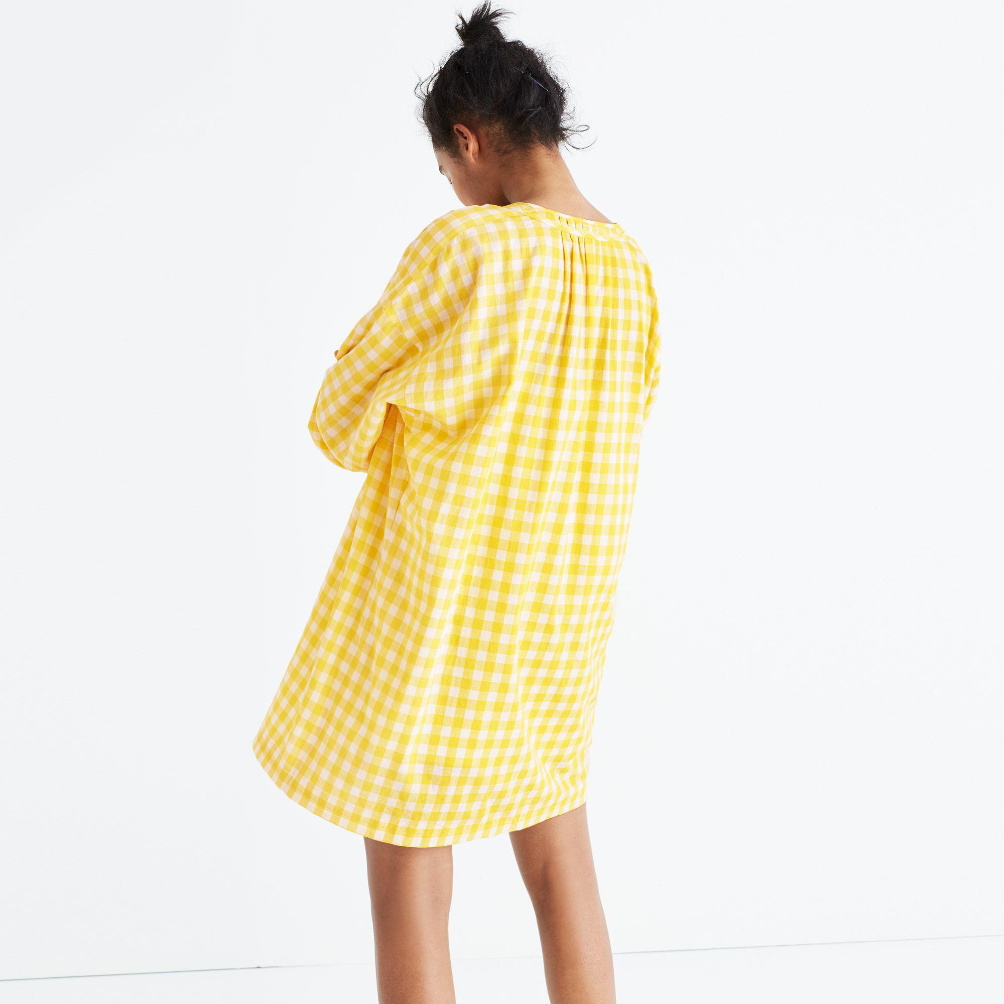 Lyst Madewell Gingham Tunic Dress in Yellow