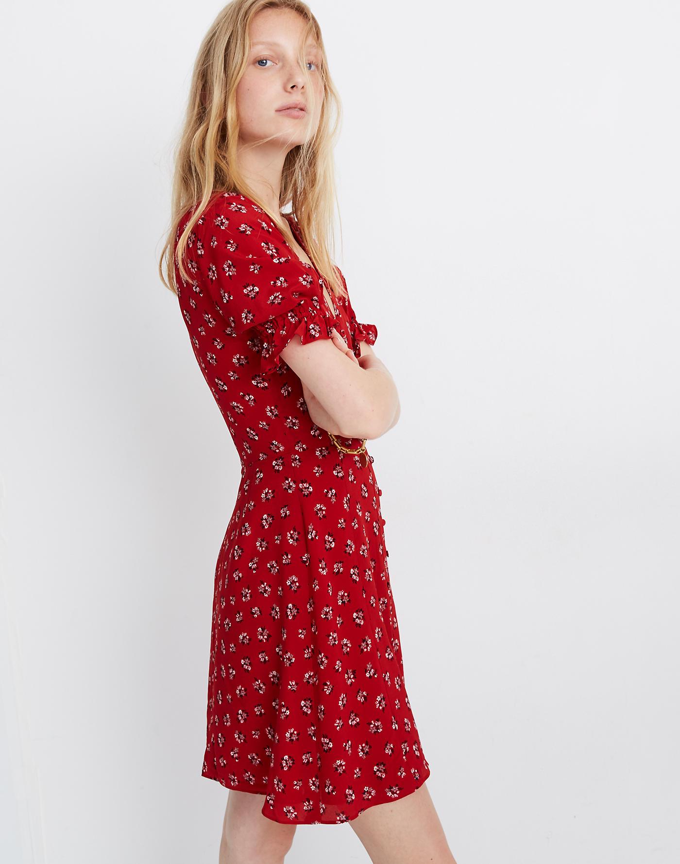 madewell red silk dress
