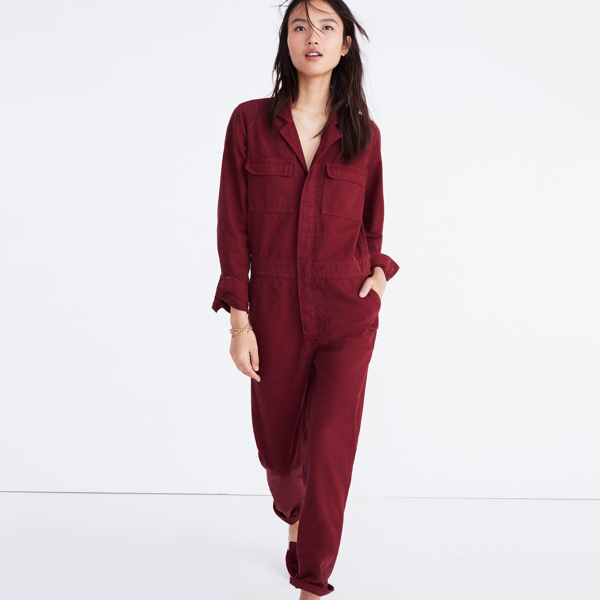 red coverall jumpsuit