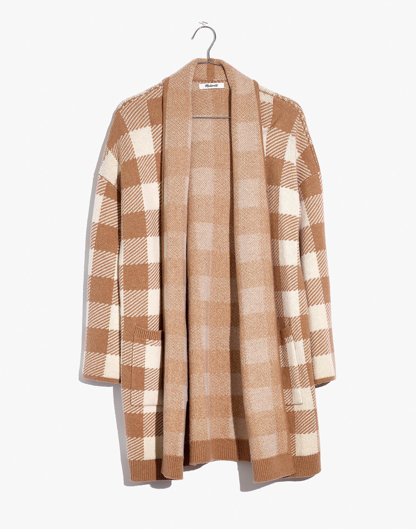 buffalo check sweater coat