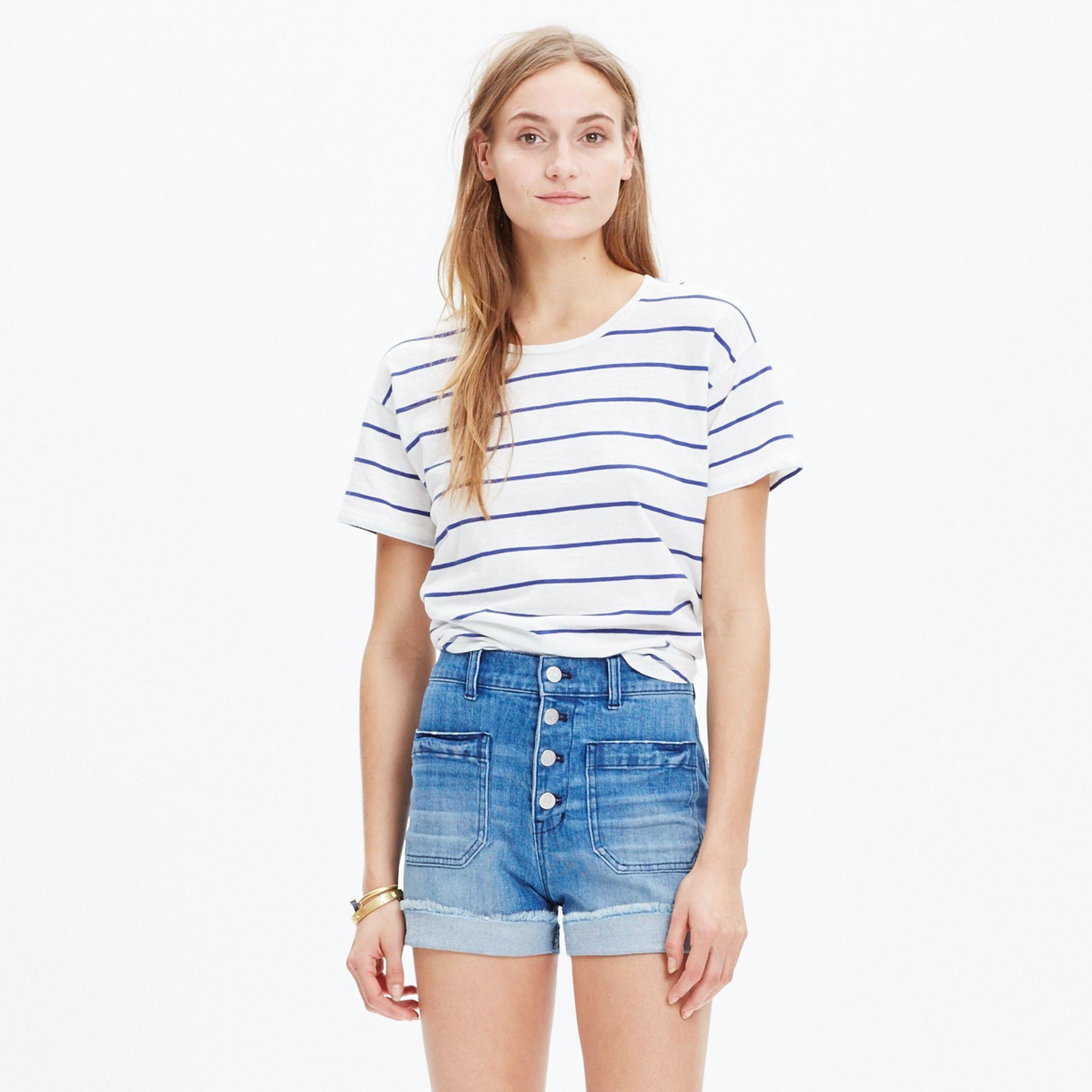 Madewell High-rise Denim Shorts: Button-front Edition in Blue | Lyst