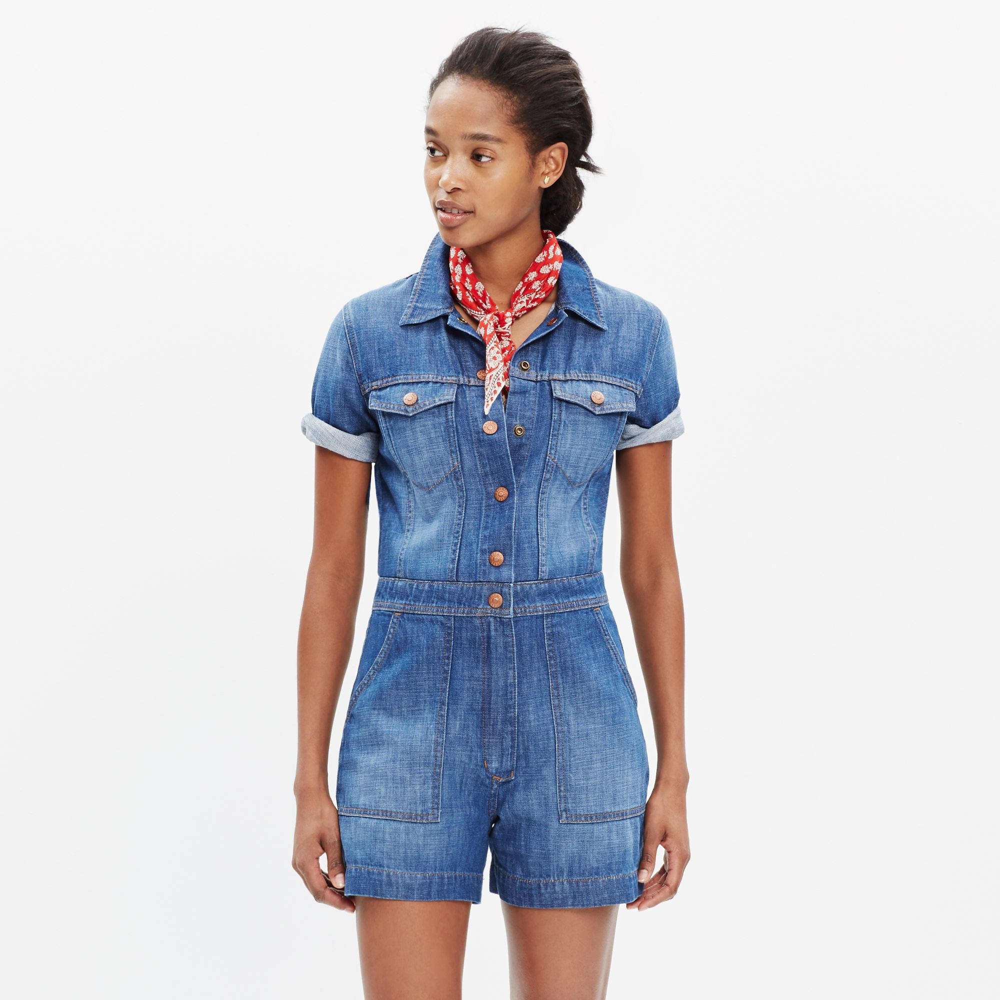 Madewell Santa Fe Denim Romper in Blue 