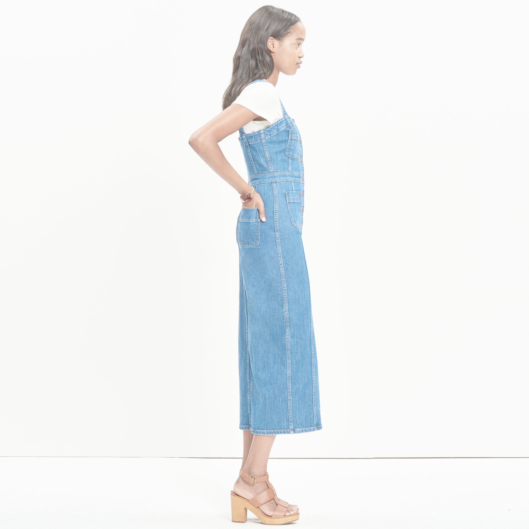 madewell denim button front dress
